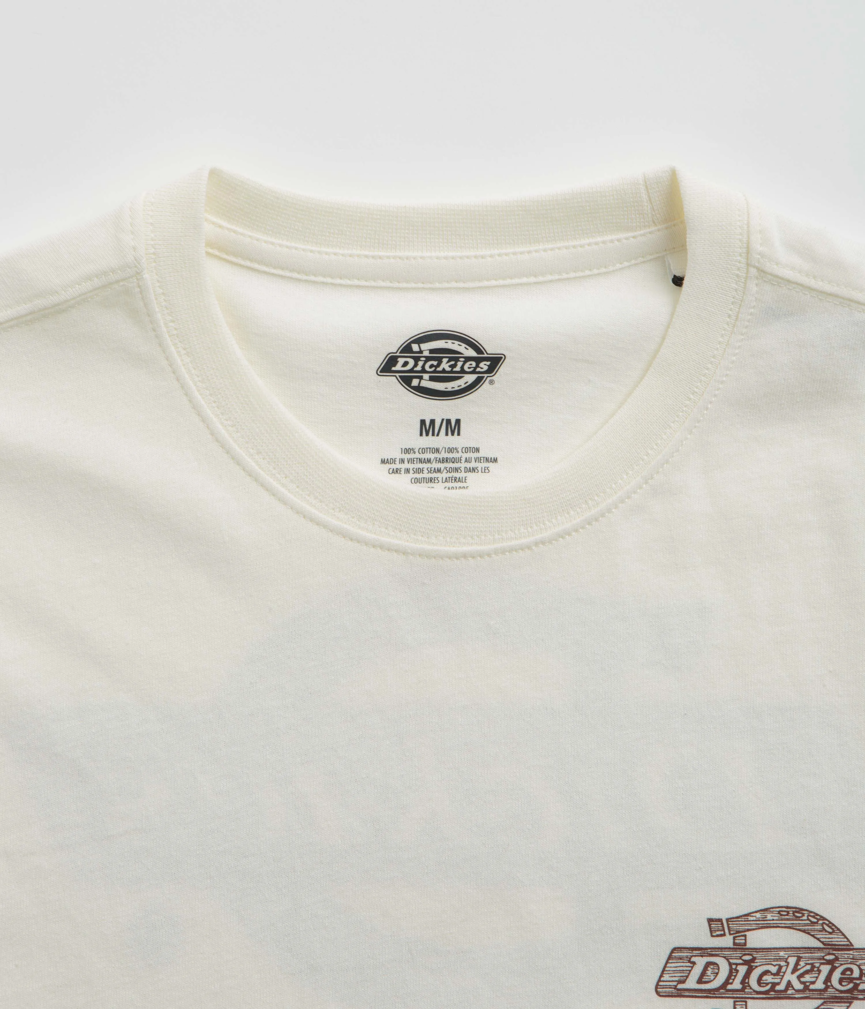 Dickies Wood Logo T-Shirt - Egret Double Needle Stitching