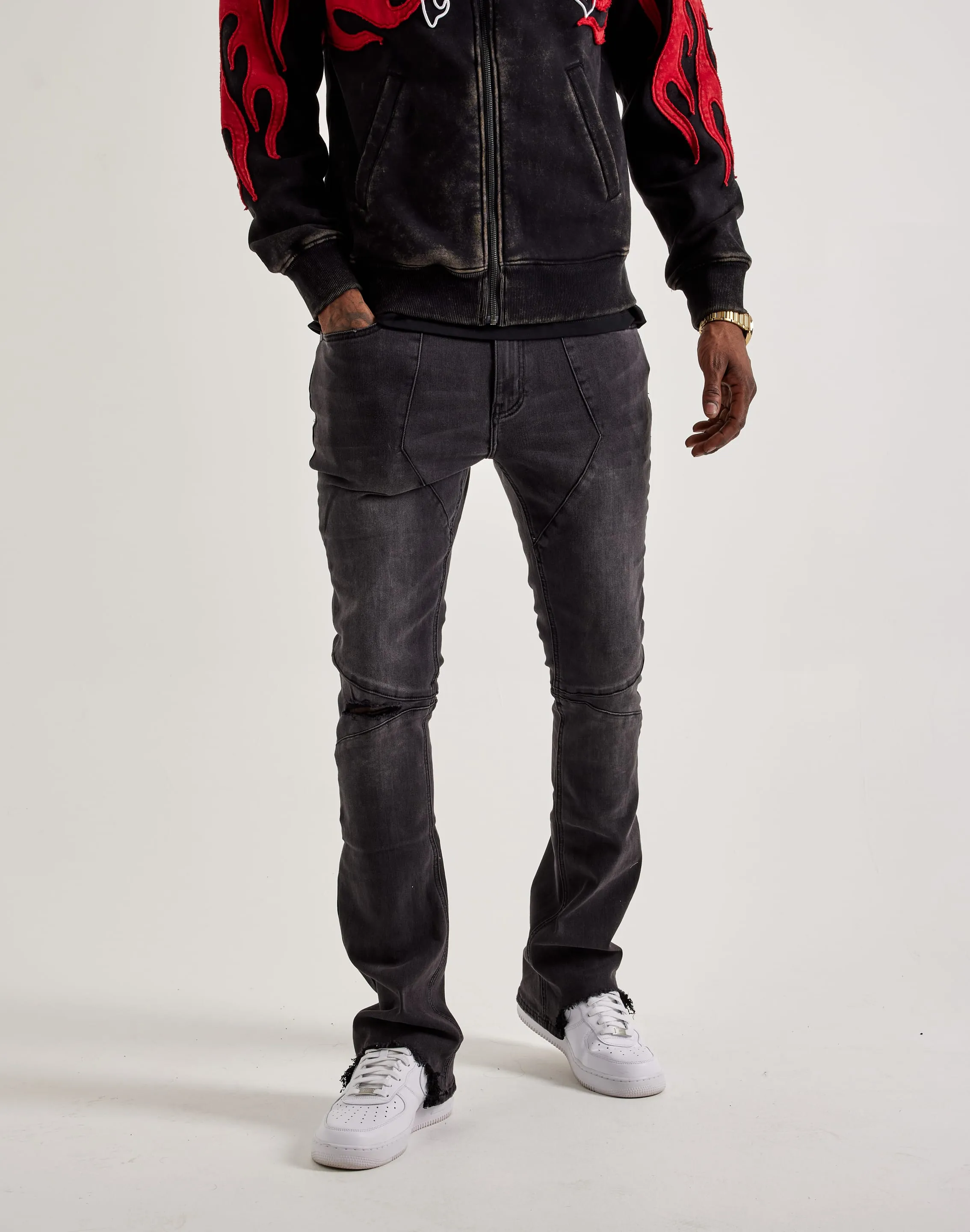 Green Fit Serenede Nickel Stacked Flare Jeans