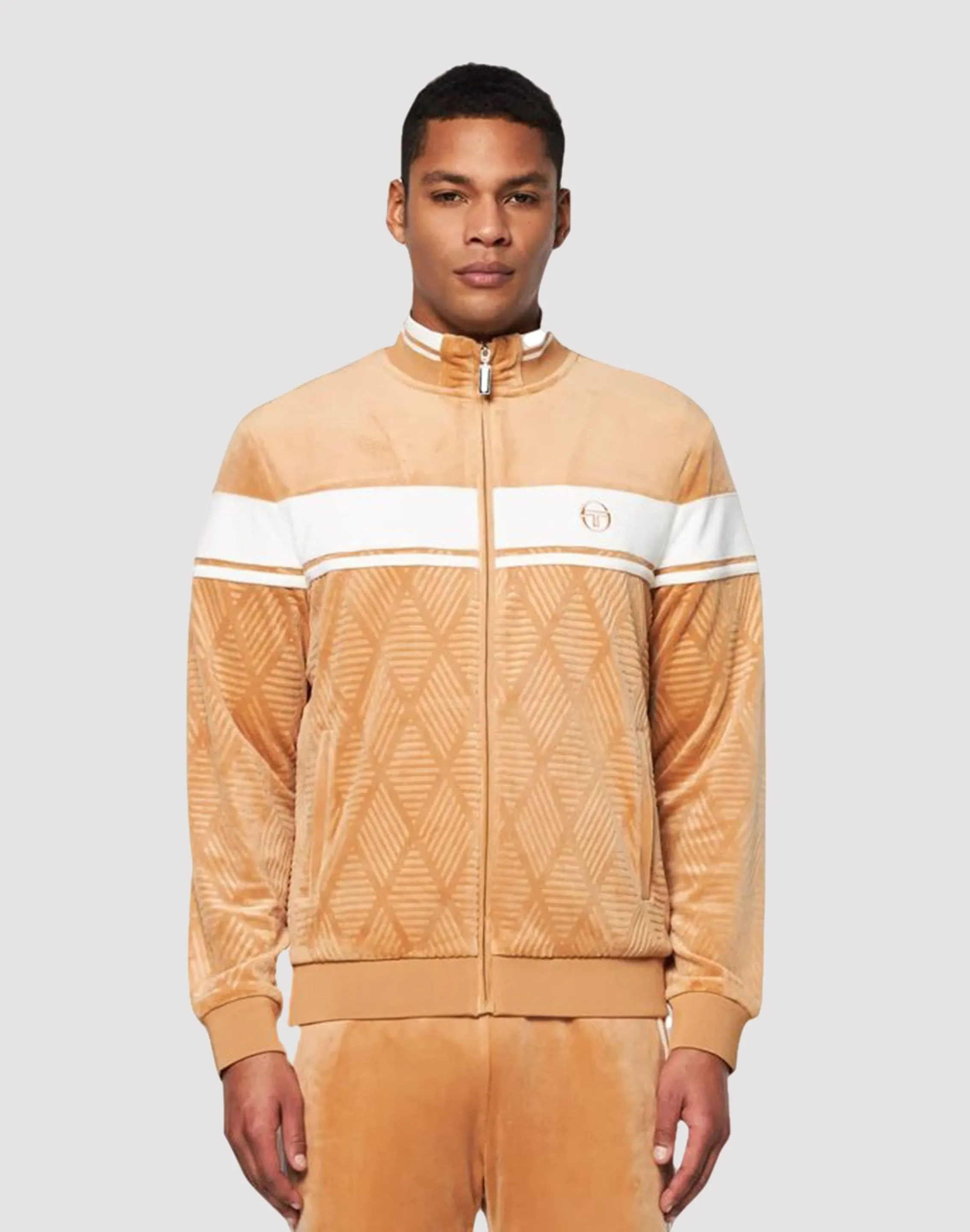Sergio Tacchini Debossed Damarindo Velour Track Jacket Vision Fit