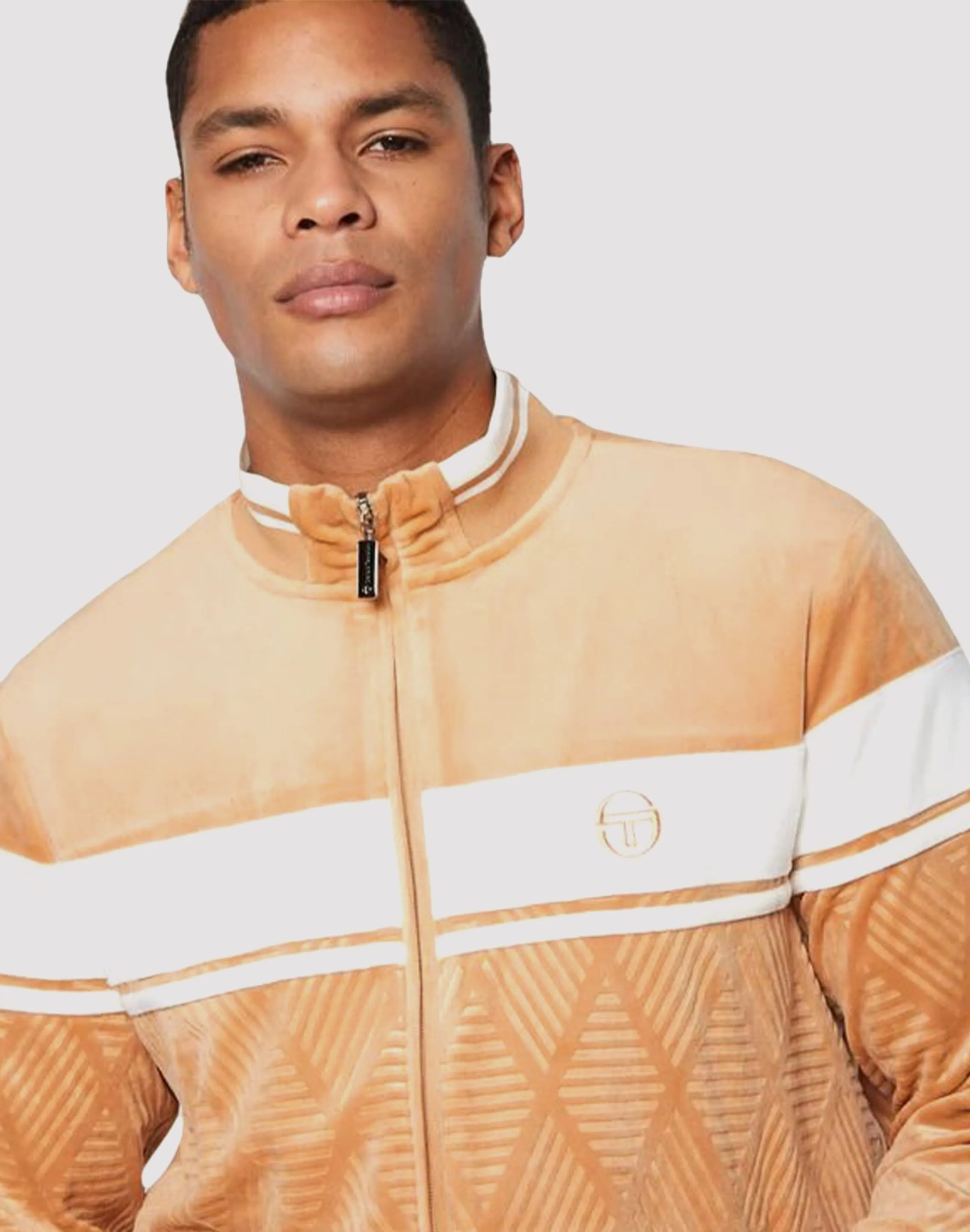 Sergio Tacchini Debossed Damarindo Velour Track Jacket Fresh Ease Summer Glow