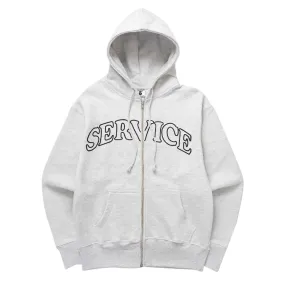 Service Works Arch Logo Zip Hoodie - Ash Contrast Inner Layer