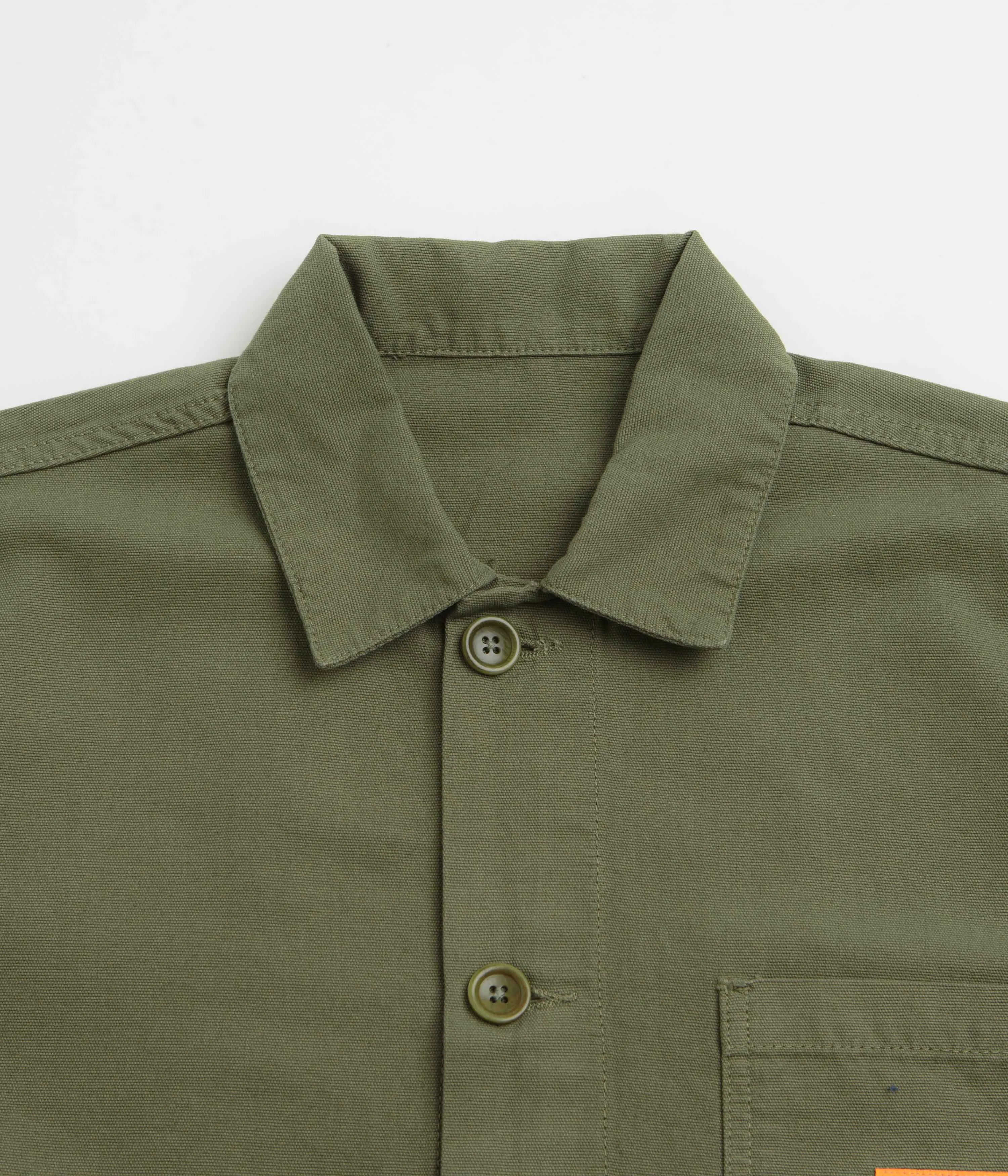 Service Works Canvas Chore Shirt - Olive Breathable back panel Unisex Design