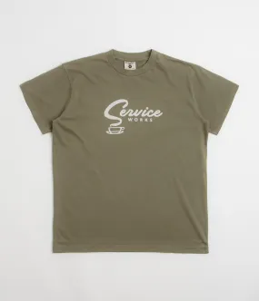 male clothing camping venue Service Works Espresso T-Shirt - Olive