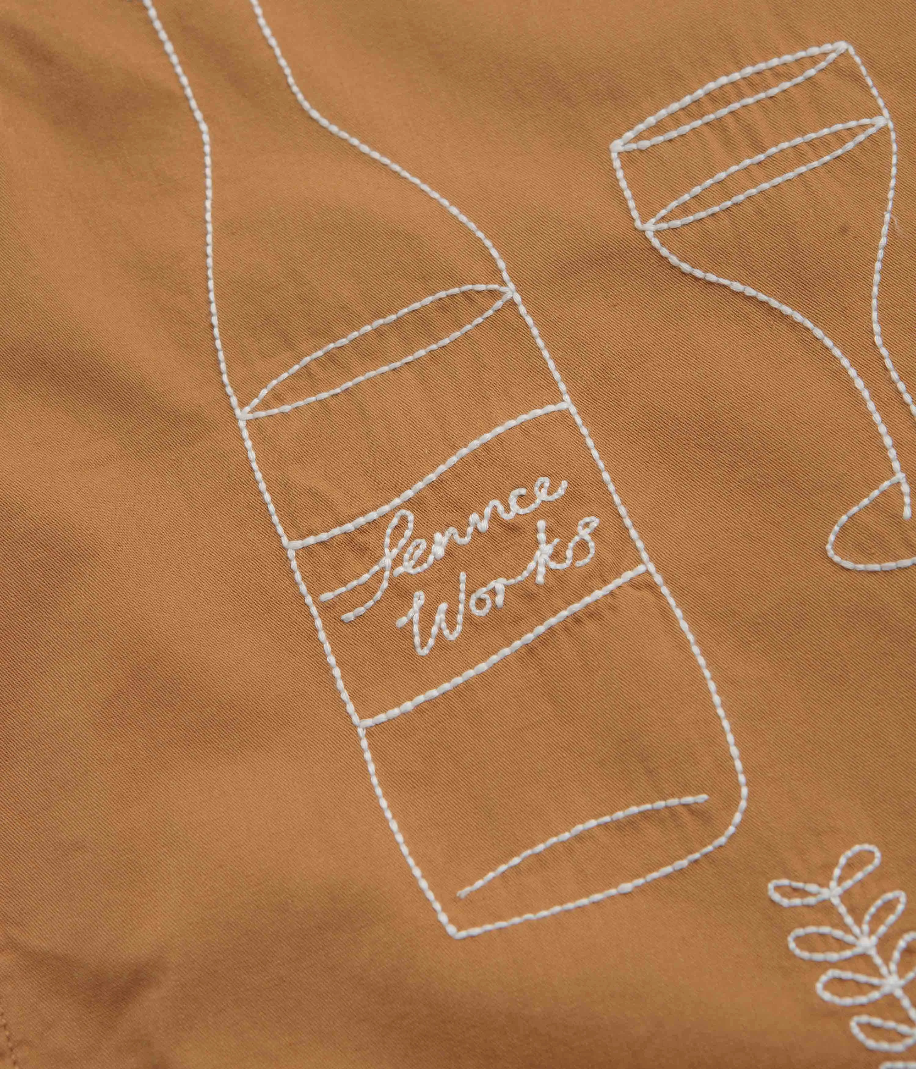 High-End Look Service Works Light Twill Picnic Short Sleeve Shirt - Burnt Sugar