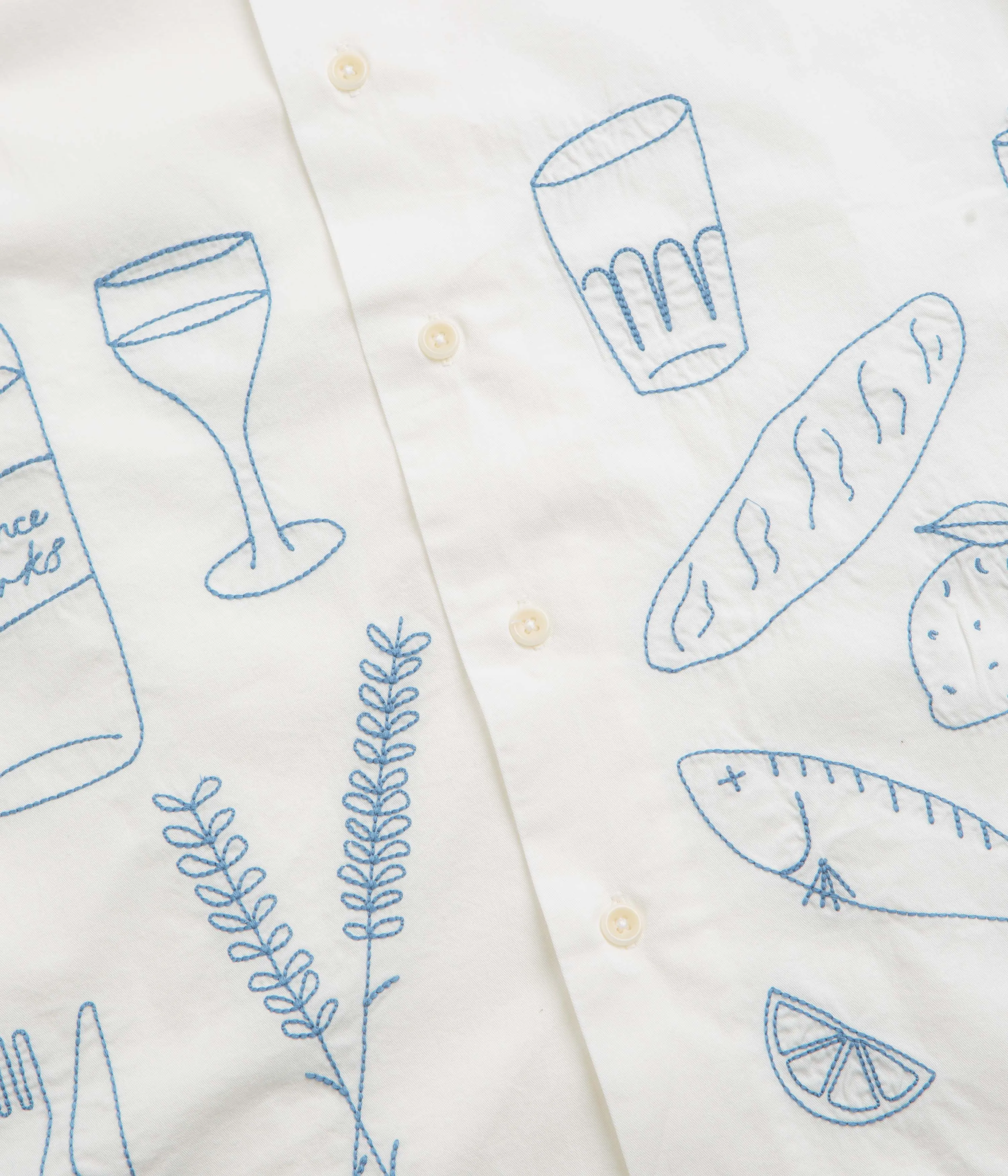 Service Works Light Twill Picnic Short Sleeve Shirt - Off White Cozy Feel