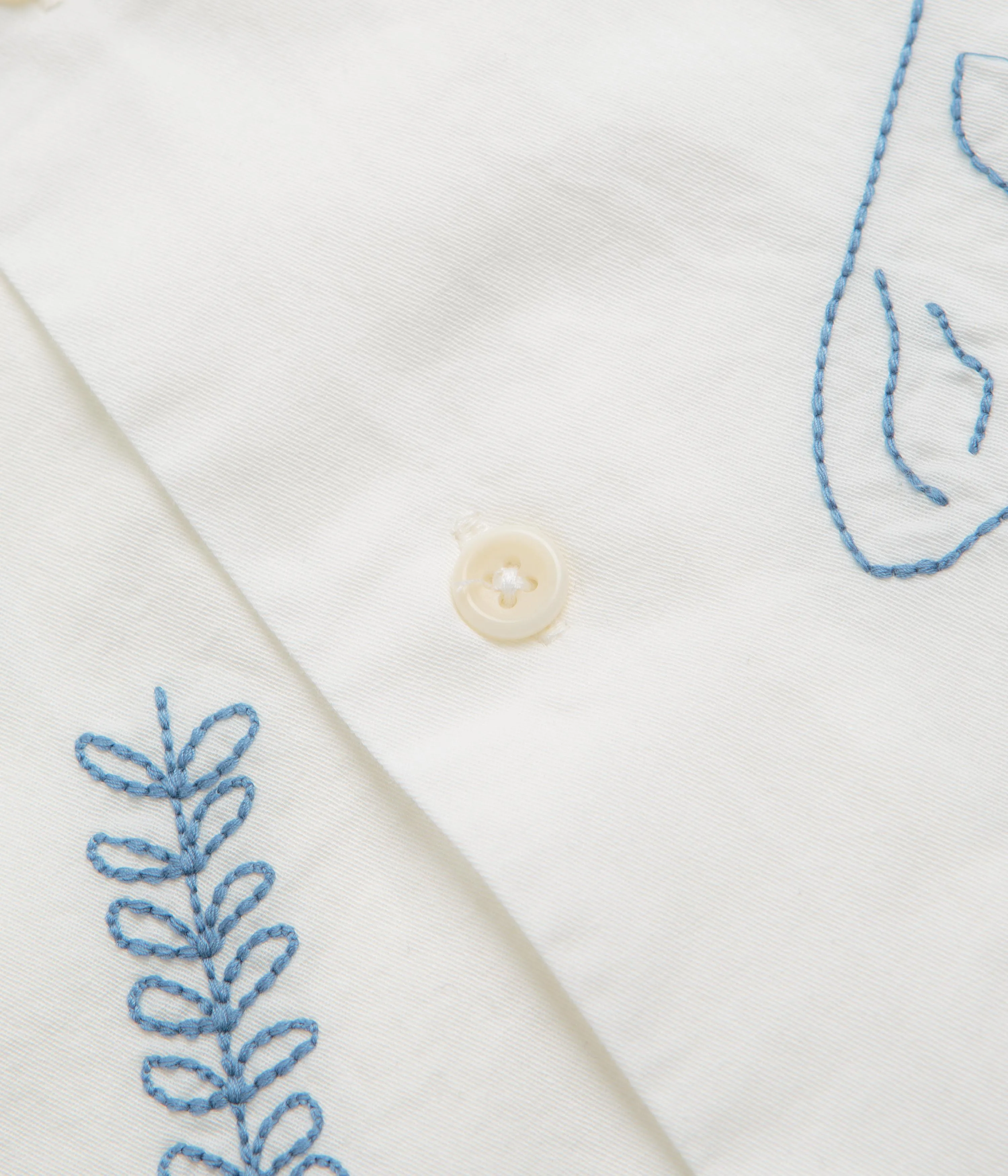 Service Works Light Twill Picnic Short Sleeve Shirt - Off White slim cut