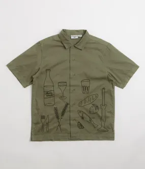 Service Works Light Twill Picnic Short Sleeve Shirt - Olive Smooth Texture Anti Cling Fabric