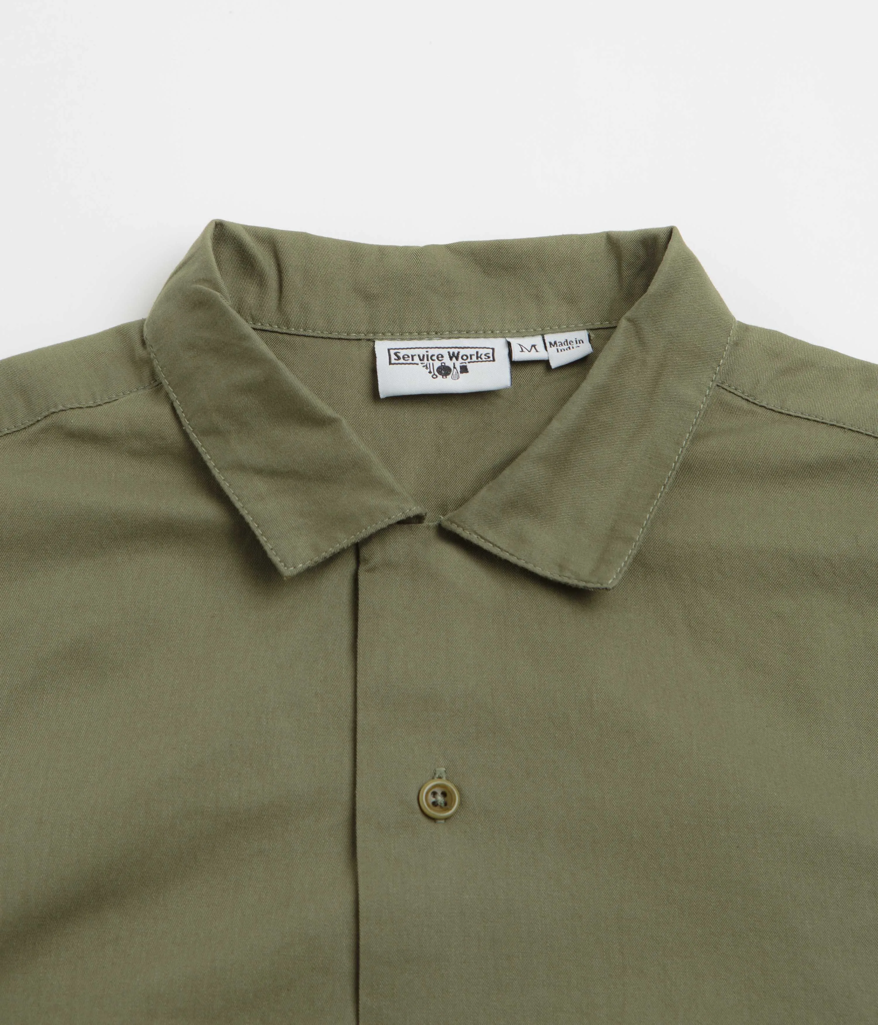 Service Works Light Twill Picnic Short Sleeve Shirt - Olive Petite Fit Non Iron