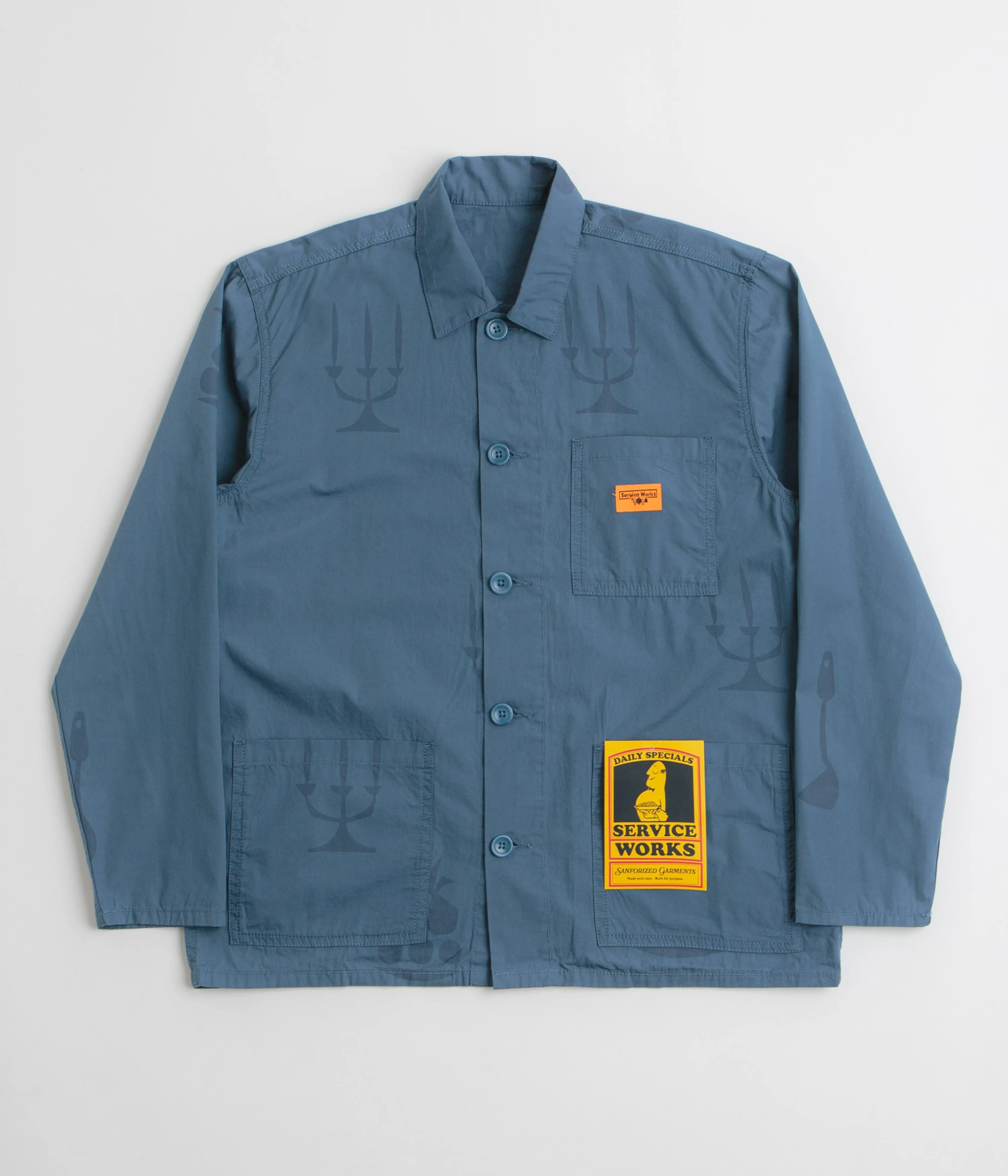 Service Works Poplin Printed Chore Shirt - Slate Gym Wear