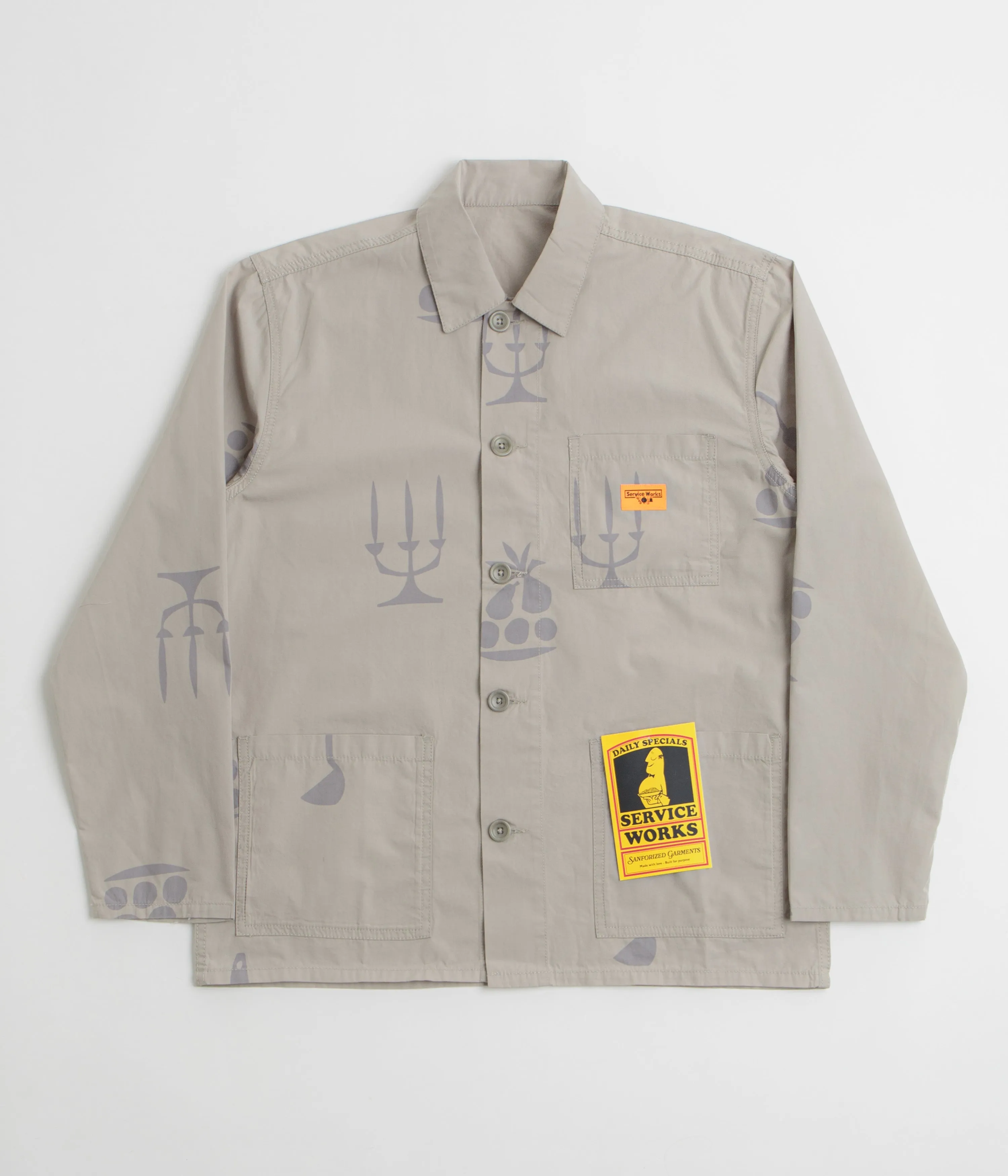 bohemian flair Service Works Poplin Printed Chore Shirt - Stone