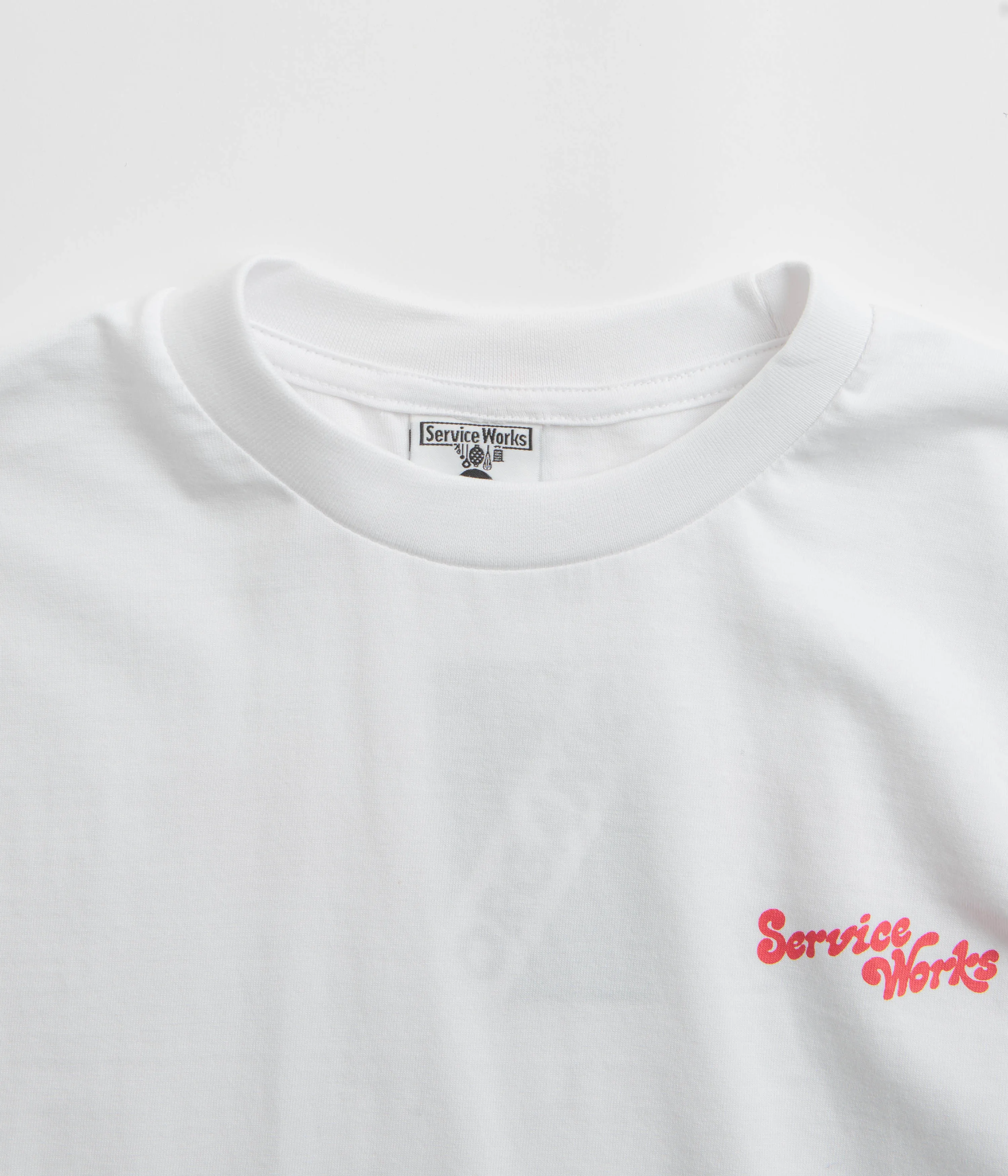 Service Works Work   Pleasure T-Shirt - White tunic silhouette Slub Texture Fabric