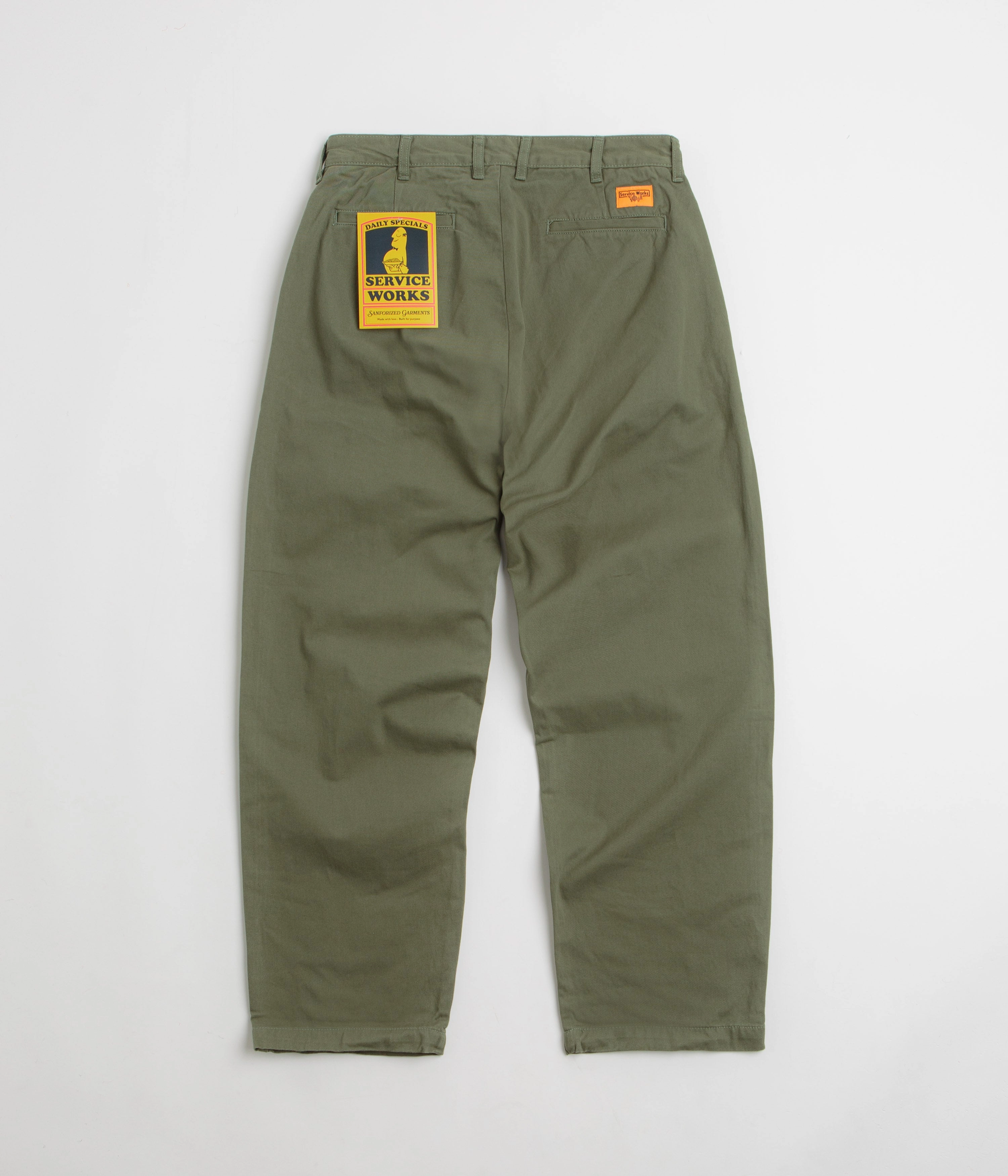 Smooth Fabric Elastic Cuff Service Works Drill Part Timer Pants - Olive