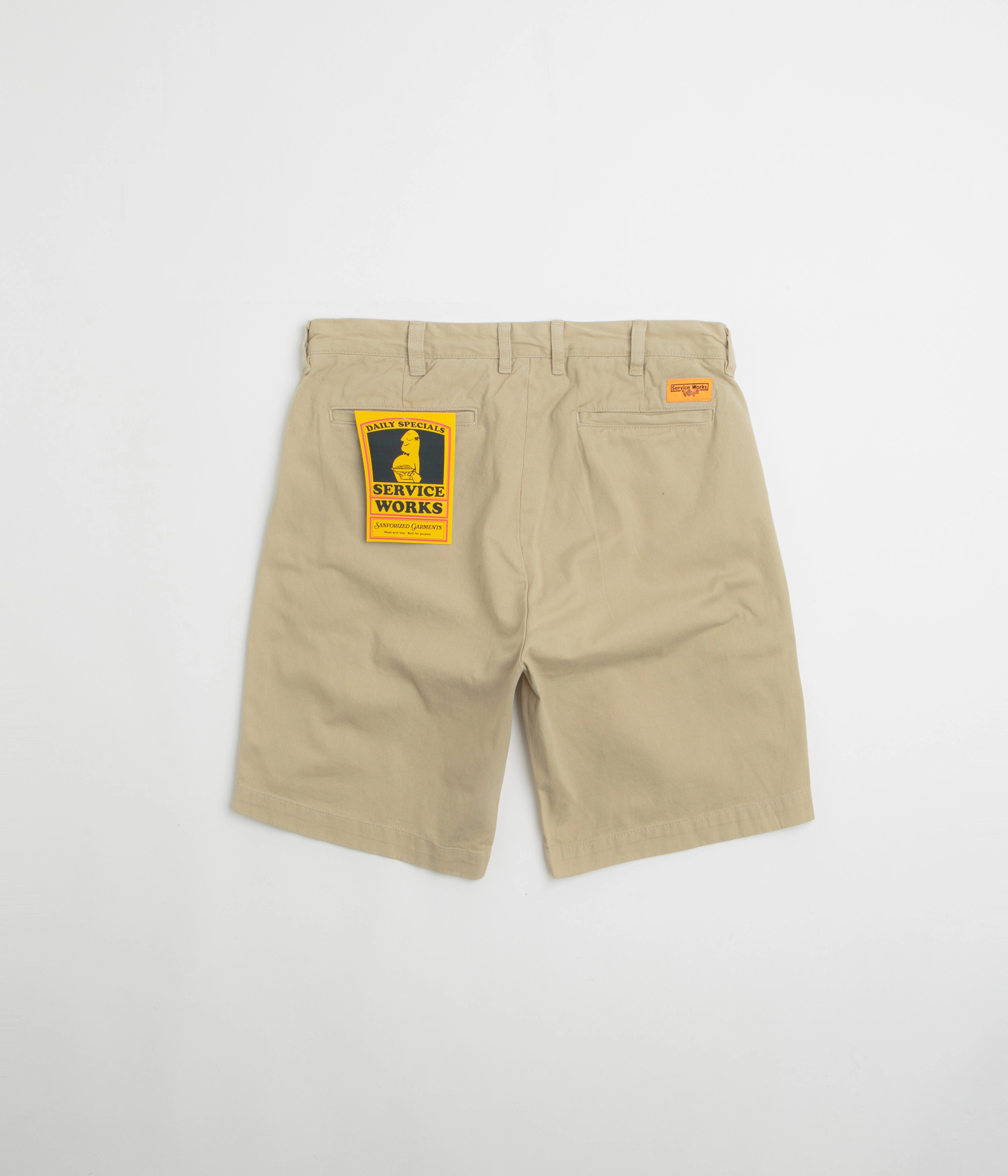 Service Works Drill Part Timer Shorts - Khaki Flatlock Seams
