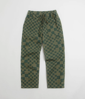 Service Works Printed Chef Pants - Olive Checker MultiPocket Tagless Design