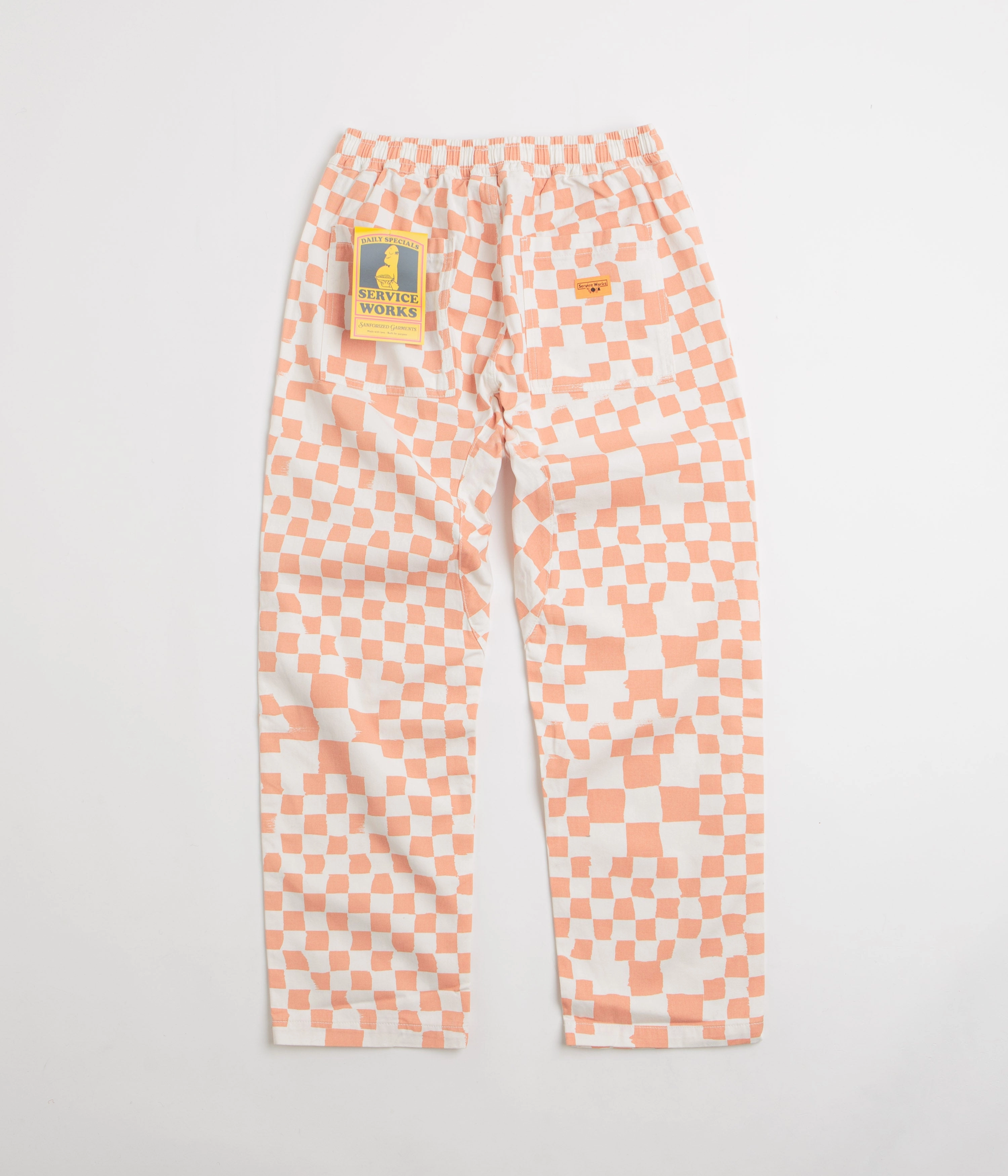 Service Works Printed Chef Pants - Salmon Checker Adjustable loop Water Resistant Finish