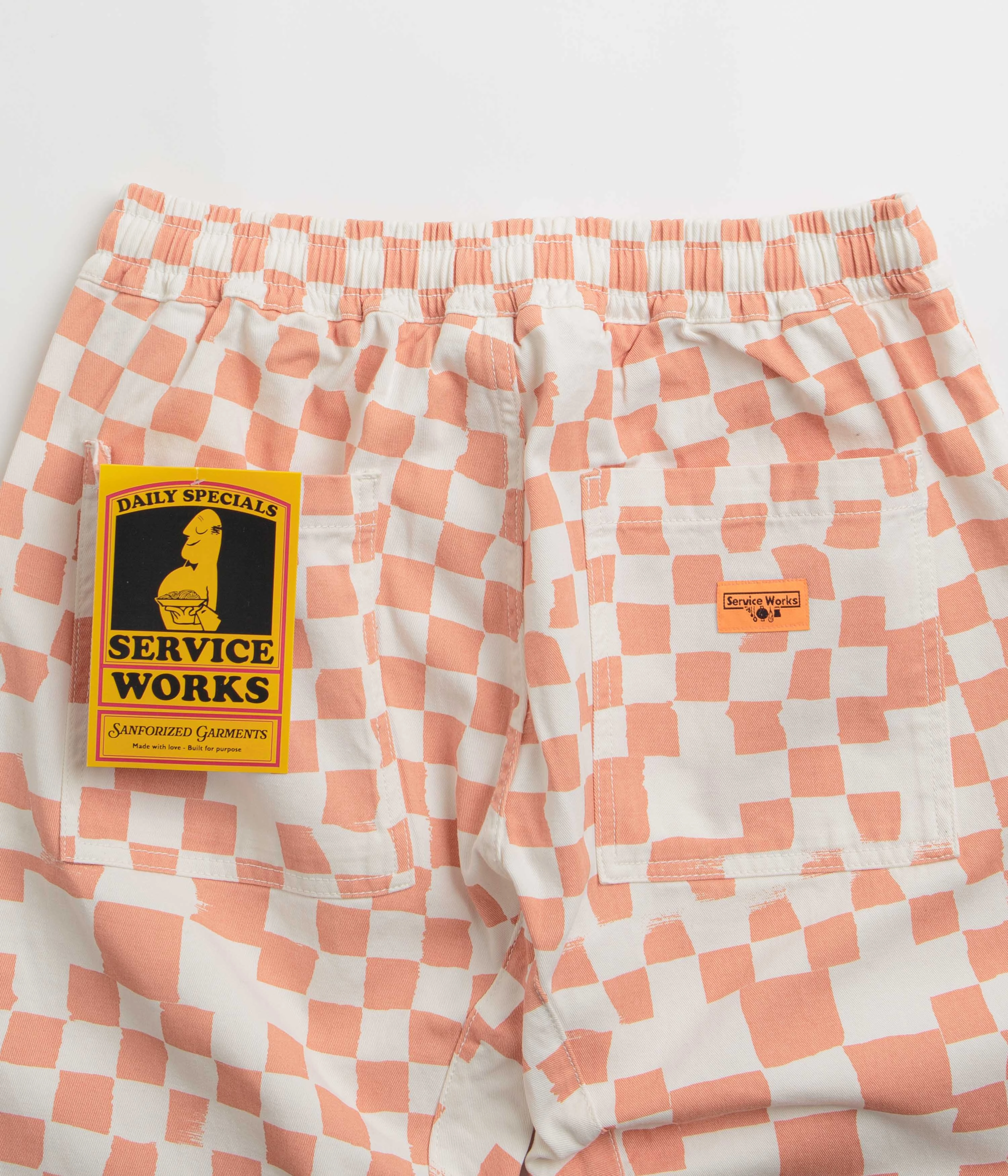 Quick Conversion Hem Multi Purpose Service Works Printed Chef Pants - Salmon Checker