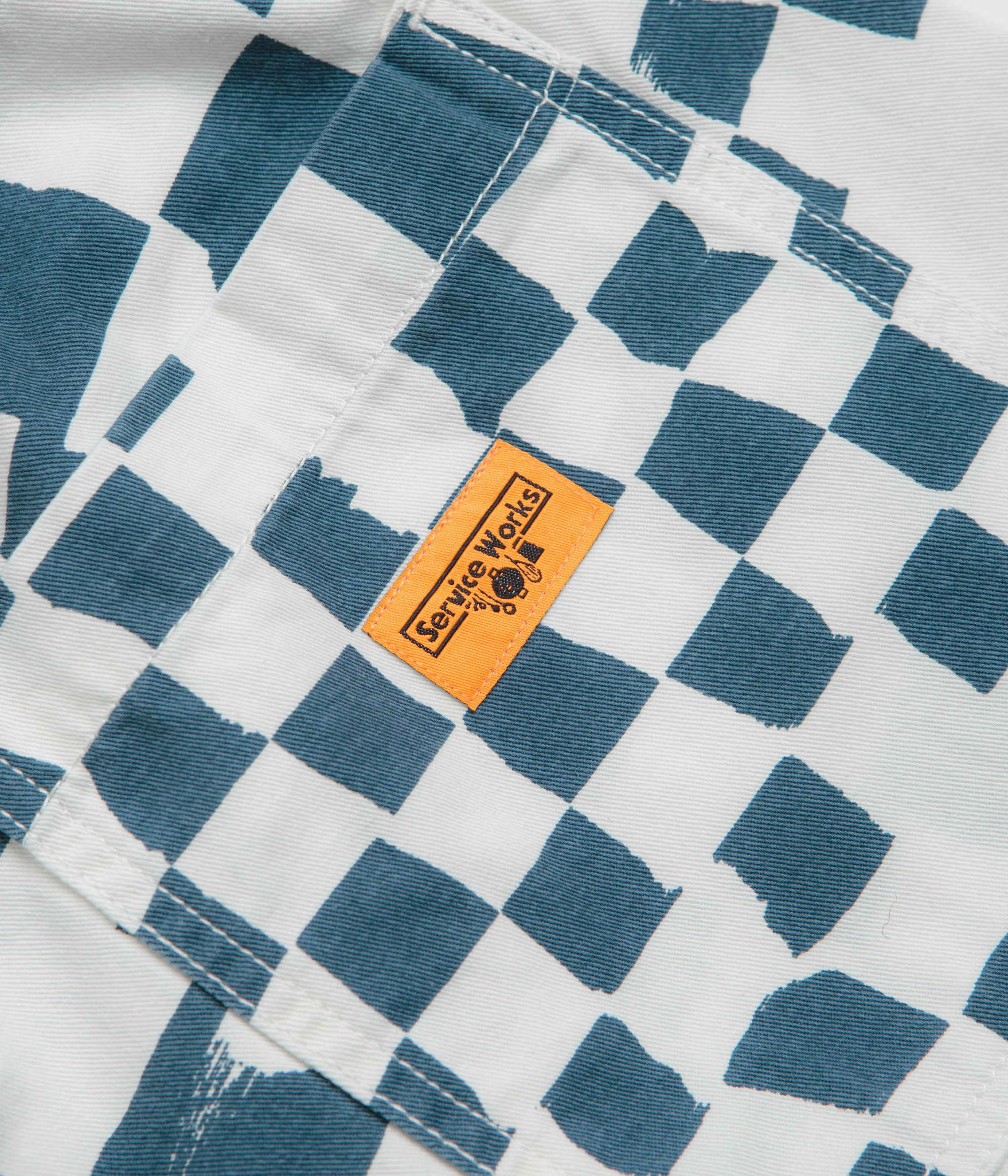 Functional Design Seam Free Construction Service Works Printed Chef Shorts - Teal Checker