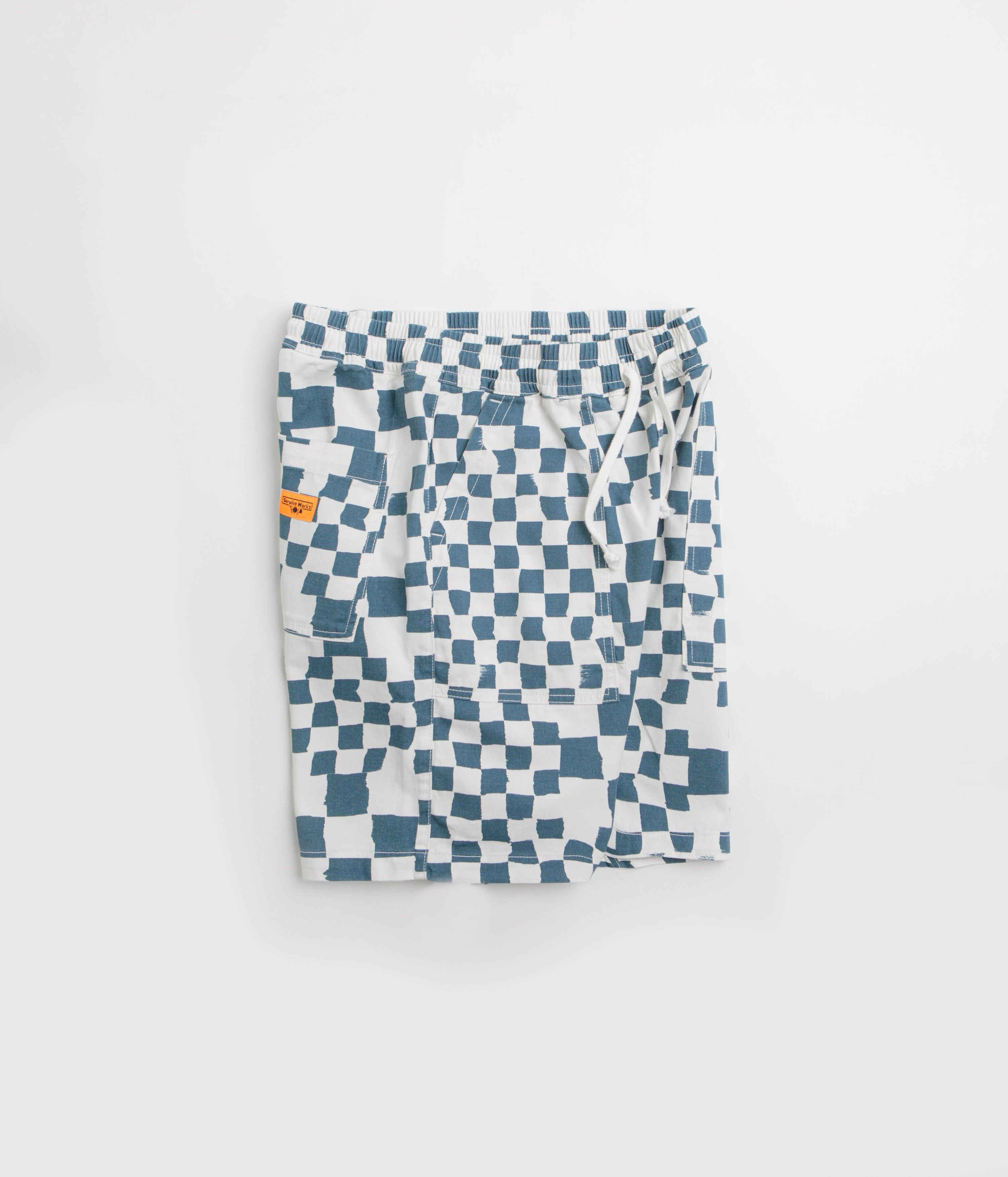 Cargo Pockets Service Works Printed Chef Shorts - Teal Checker