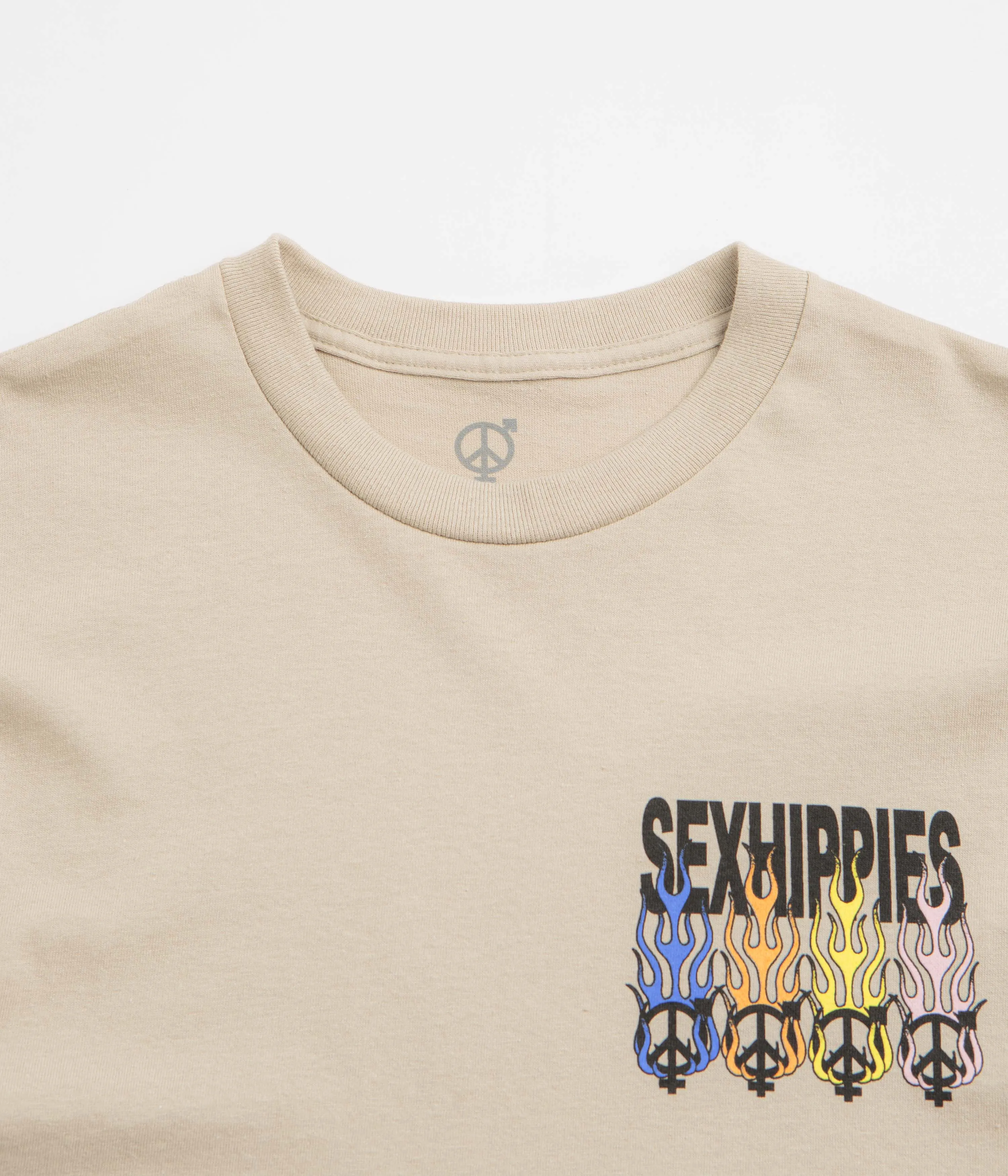 Modern Silhouette stud Sexhippies Flame Circle T-Shirt - Sand