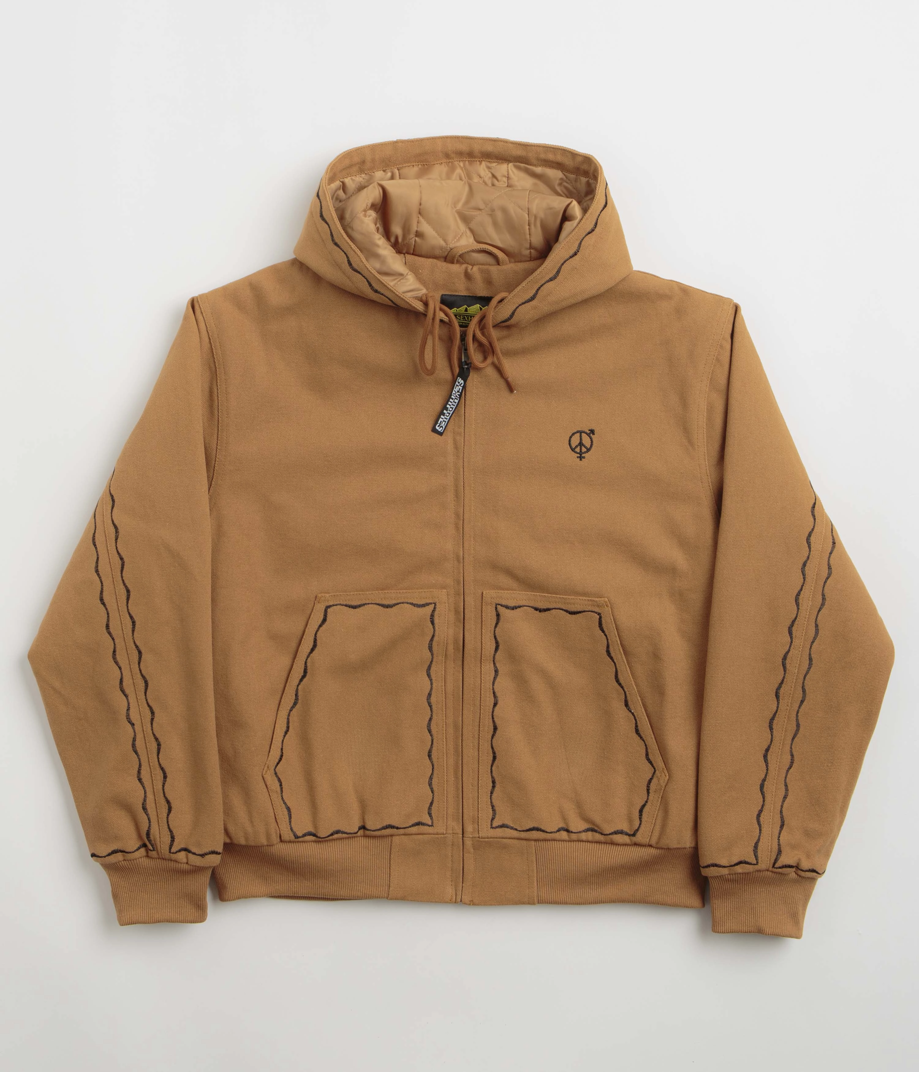 Microfiber Technology pattern - mixing Sexhippies Welders Stitch Heavyweight Canvas Jacket - Work Wear Brown