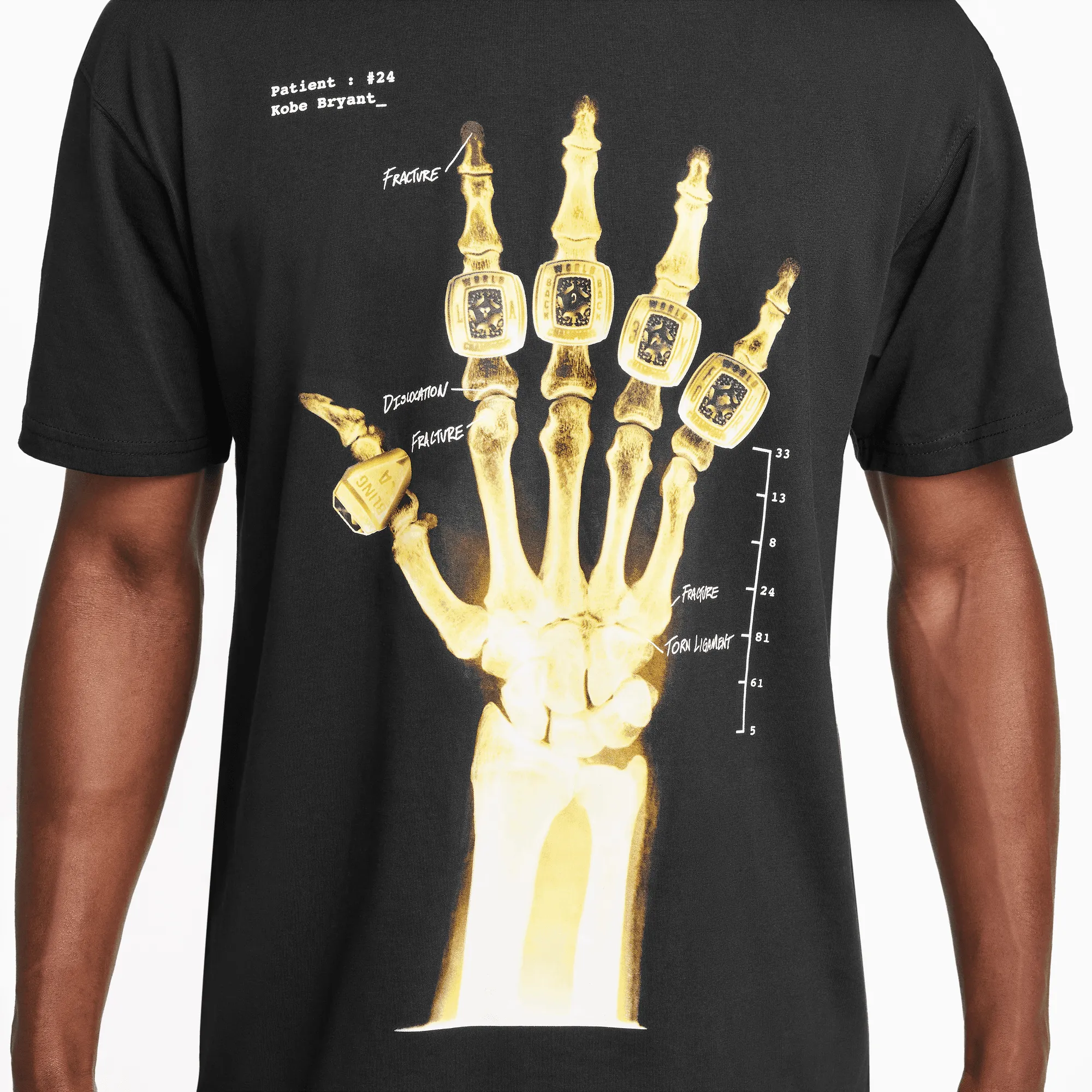 DoubleStitchedEdges Ski Core KOBE "X-RAY" TEE - BLACK / GOLD