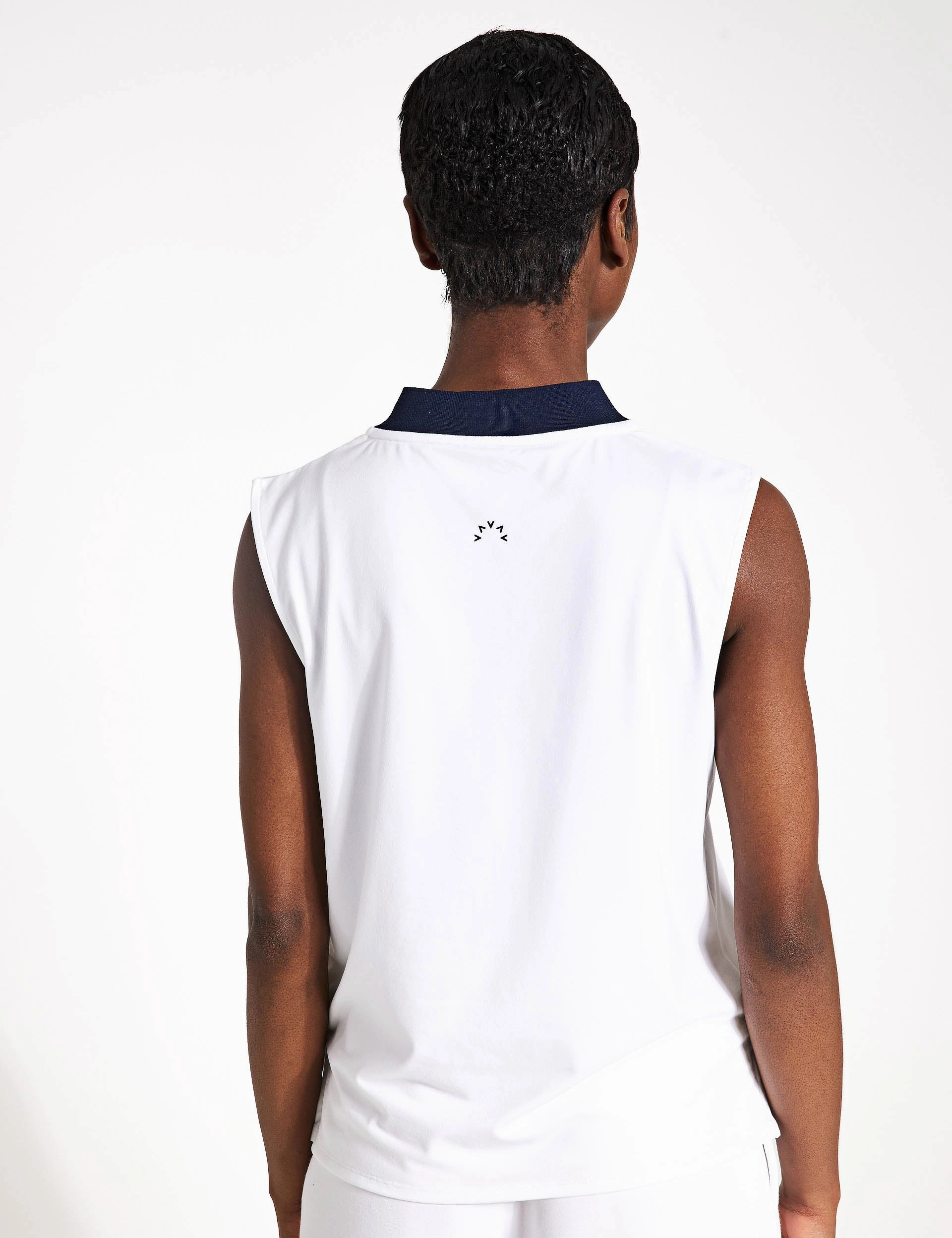 Moisture wicking local market Shelby Performance Tank - White/Blue Nights