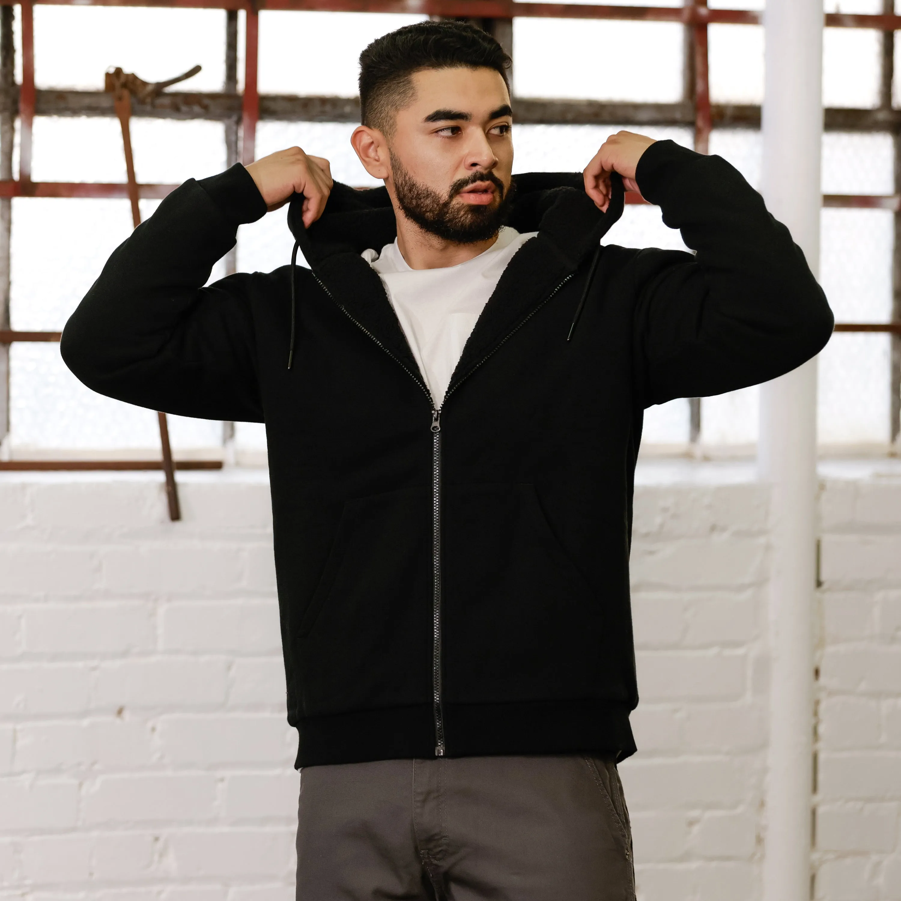 Sherpa Lined FZ Hoody - Mens Picnic Fun