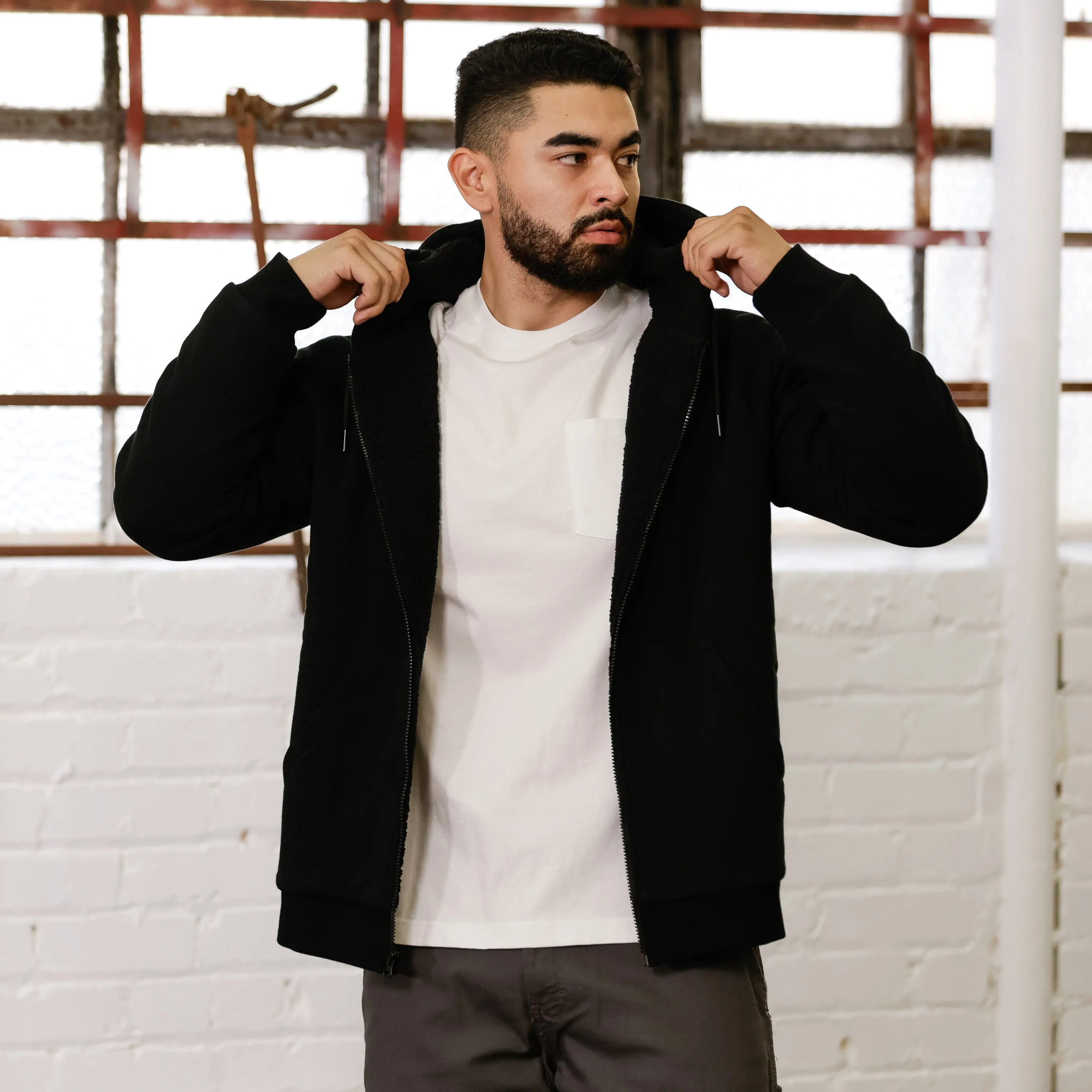 Sherpa Lined FZ Hoody - Mens EcoFriendlyDye