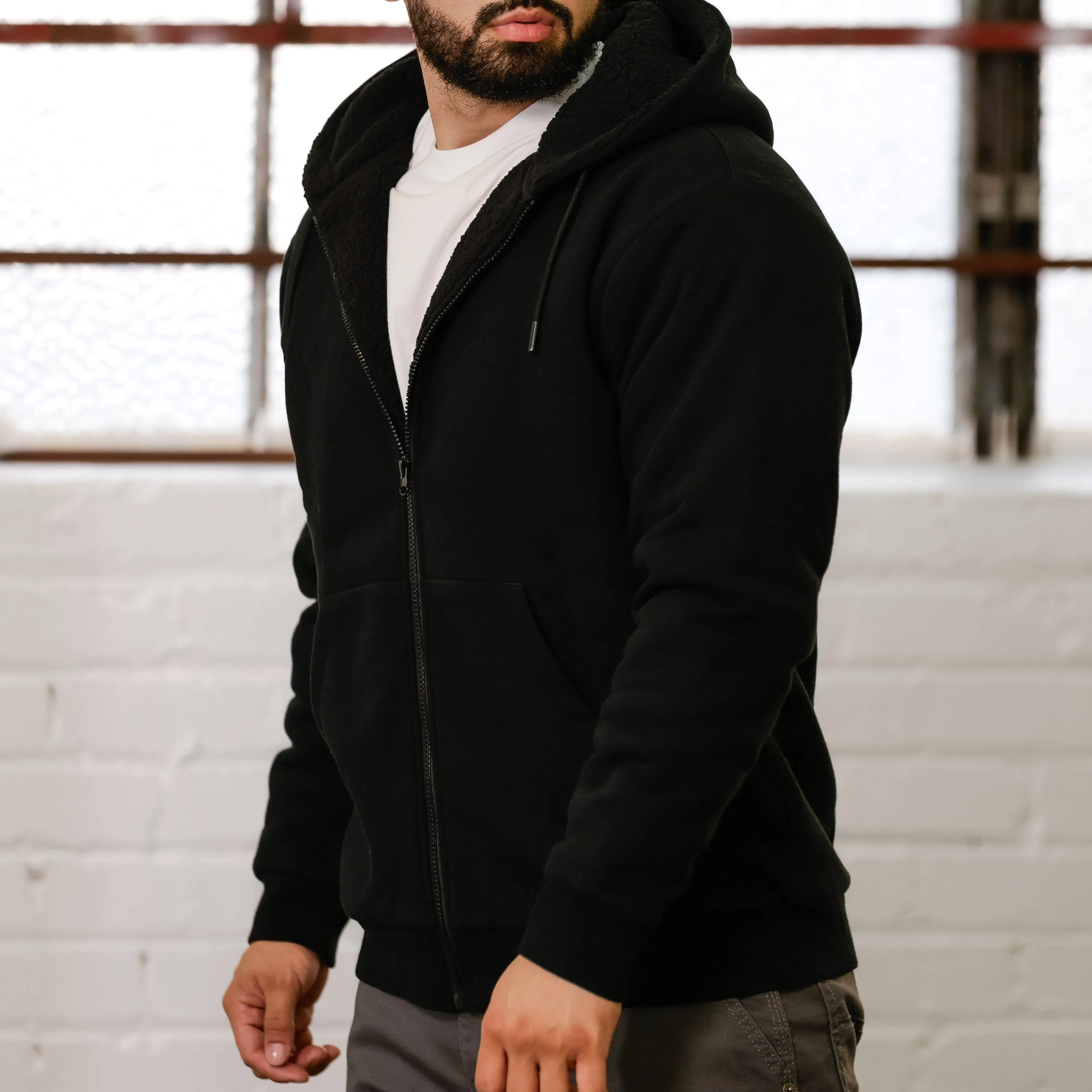 Sherpa Lined FZ Hoody - Mens Rich Tone