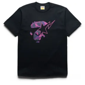 A Bathing Ape Color Camo Ape Face Sta Tee - Black/Purple Asymmetrical hem