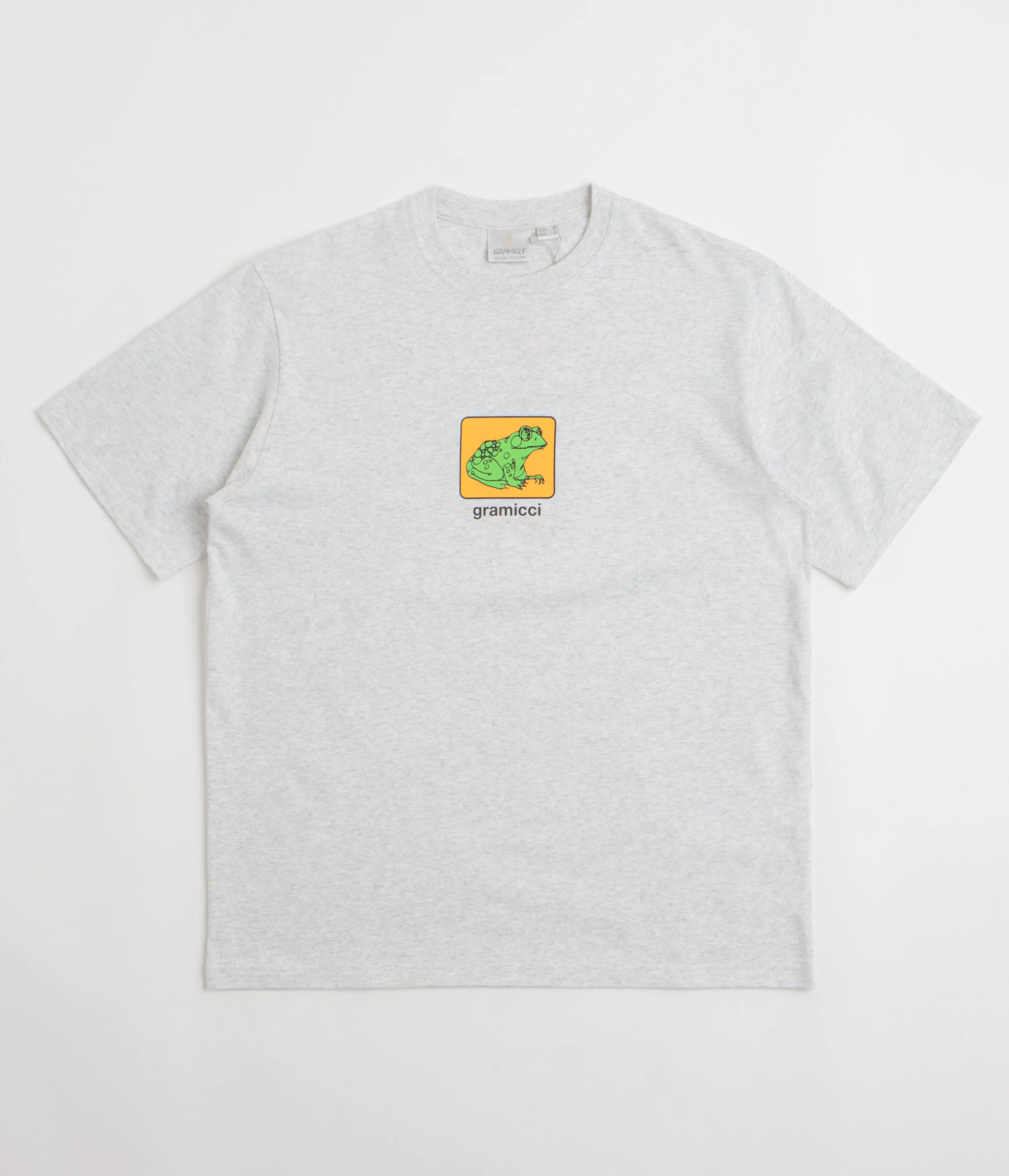 Gramicci Toad T-Shirt - Heather Ash abstract hem rolled sleeves