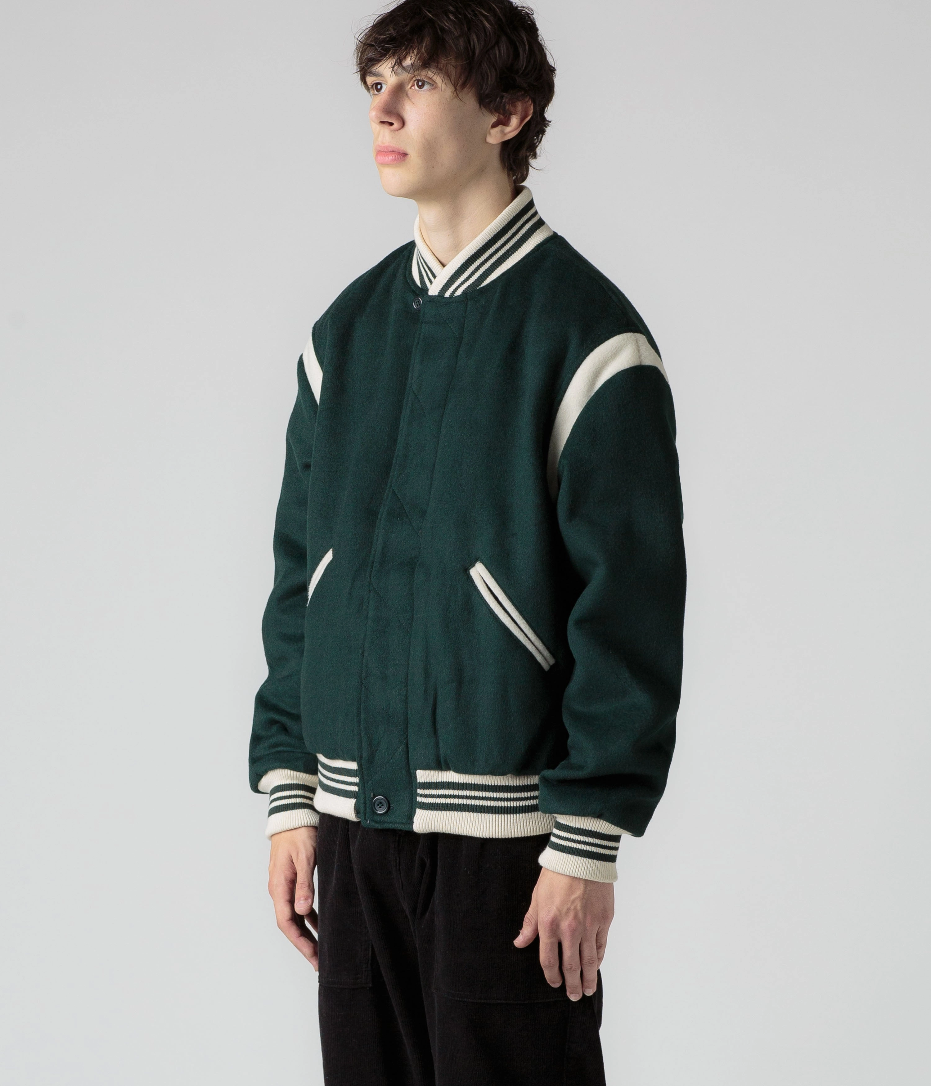HighCollar Design Pop Trading Company x Parra Varsity Jacket - Pine Green