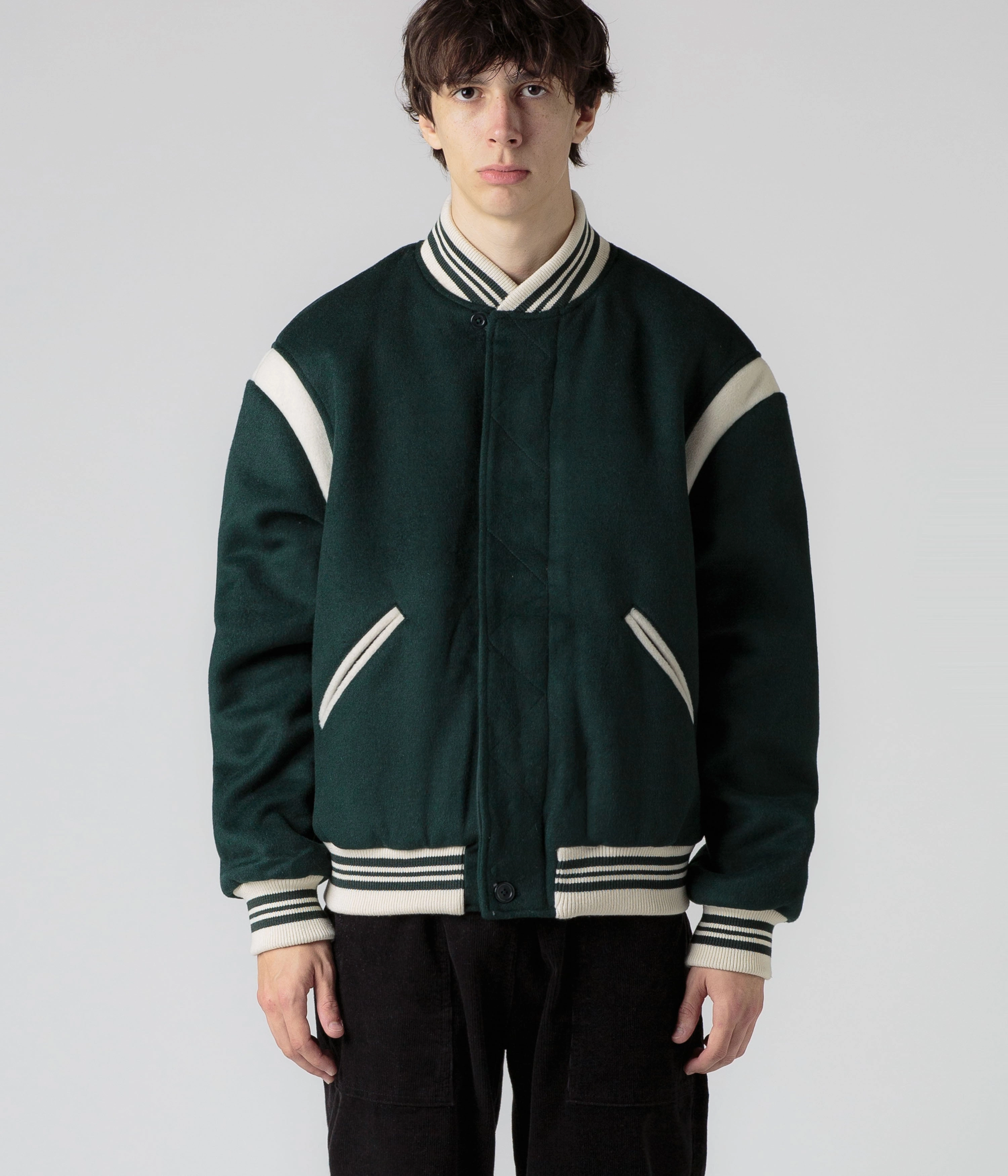 Powder Pop Trading Company x Parra Varsity Jacket - Pine Green
