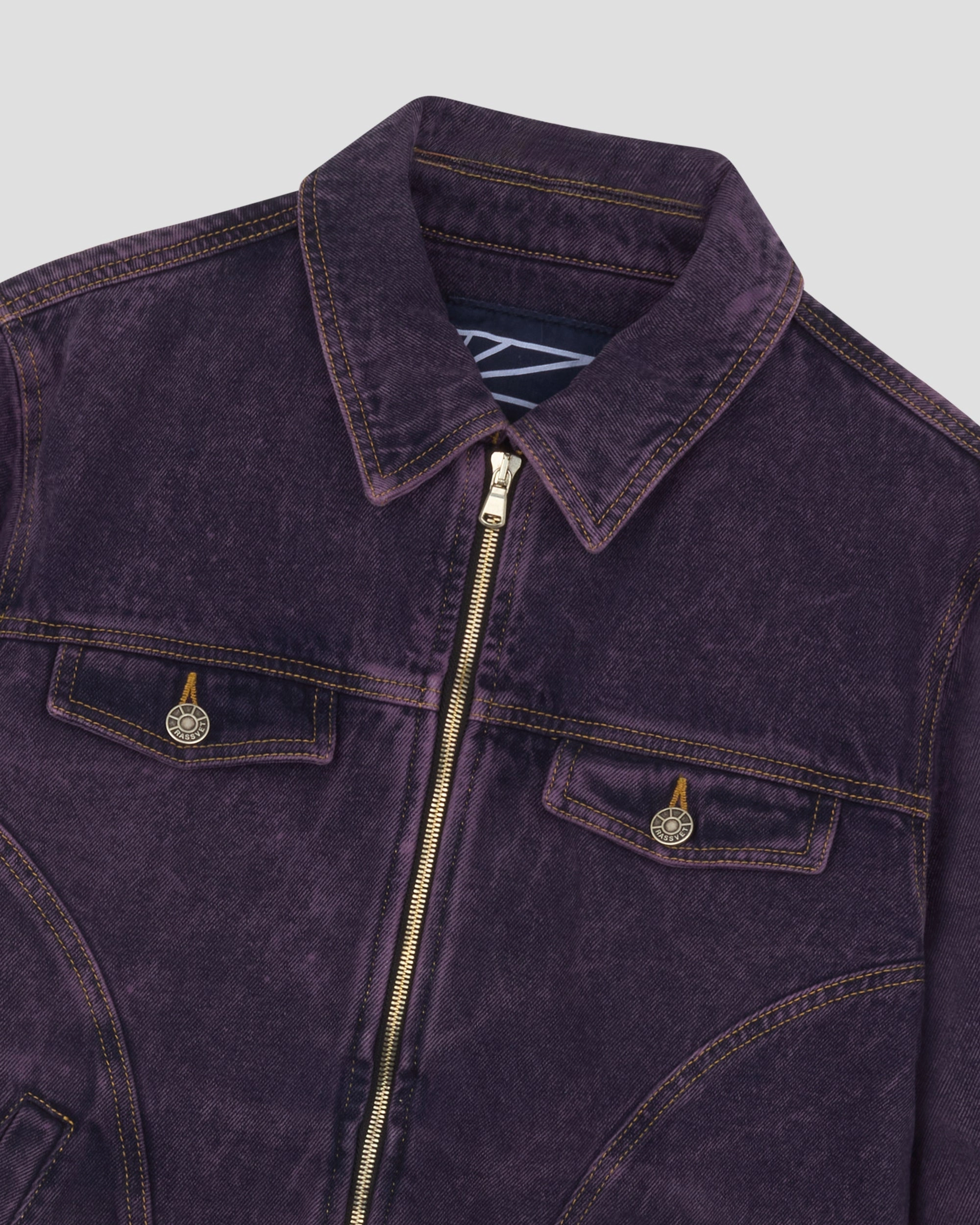 Stain Proof Rassvet Men Zip Denim Jacket Woven