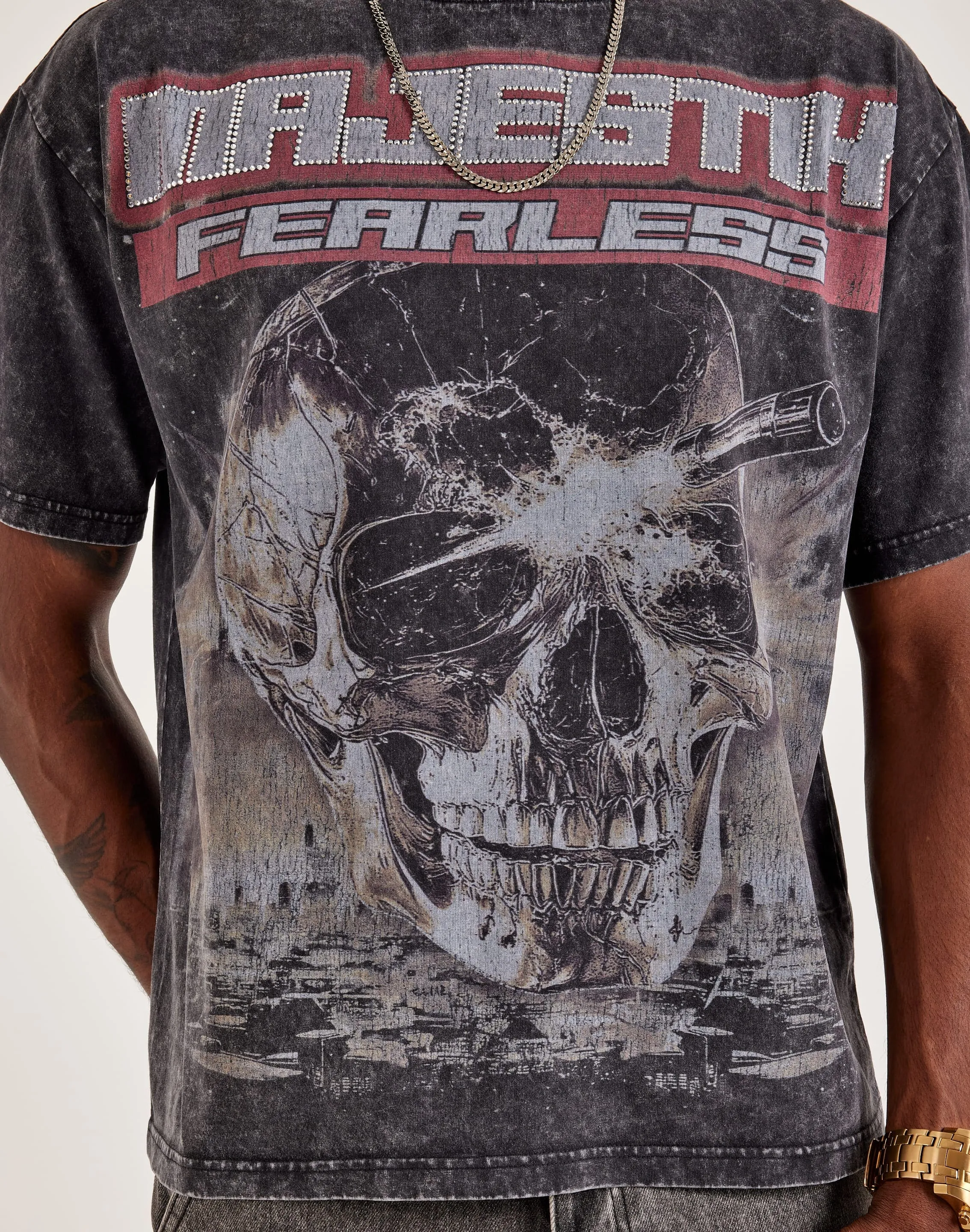 WrinkleResistant Fabric Majestik Fearless Skull Tee