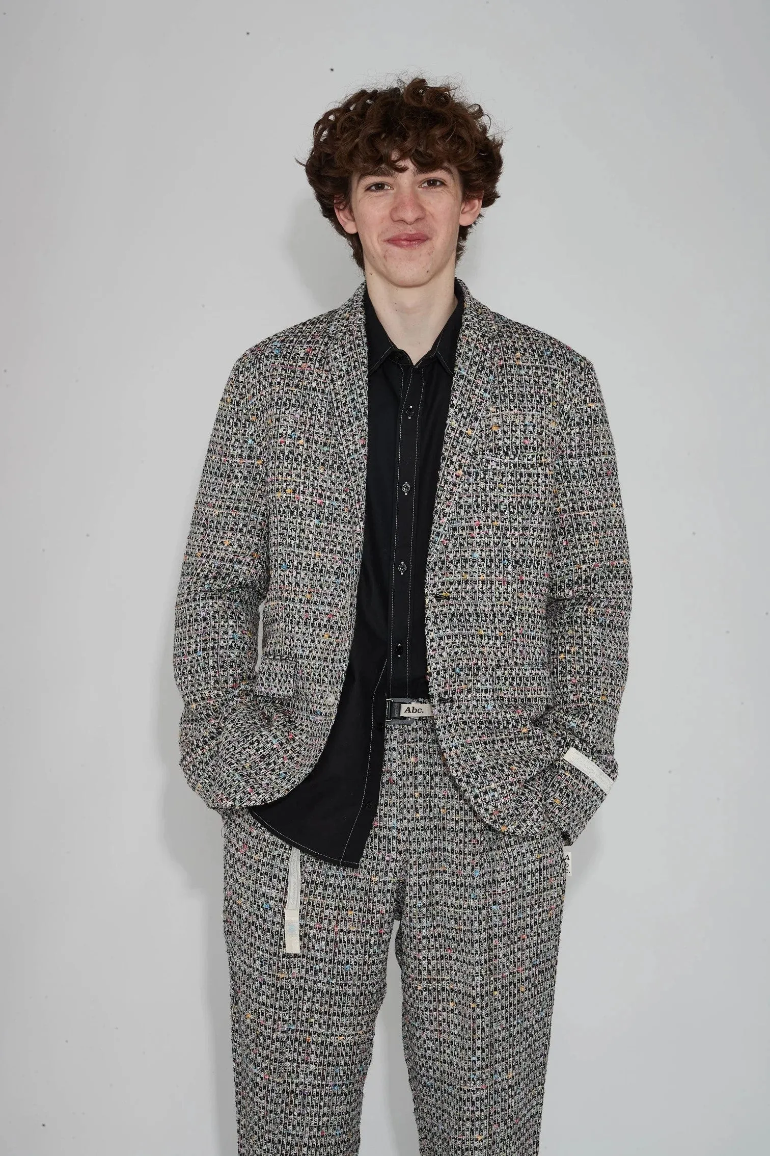 MoistureWickingTechnology MoistureWickingMaterial ABC. TWEED SUIT PANTS - BLACK