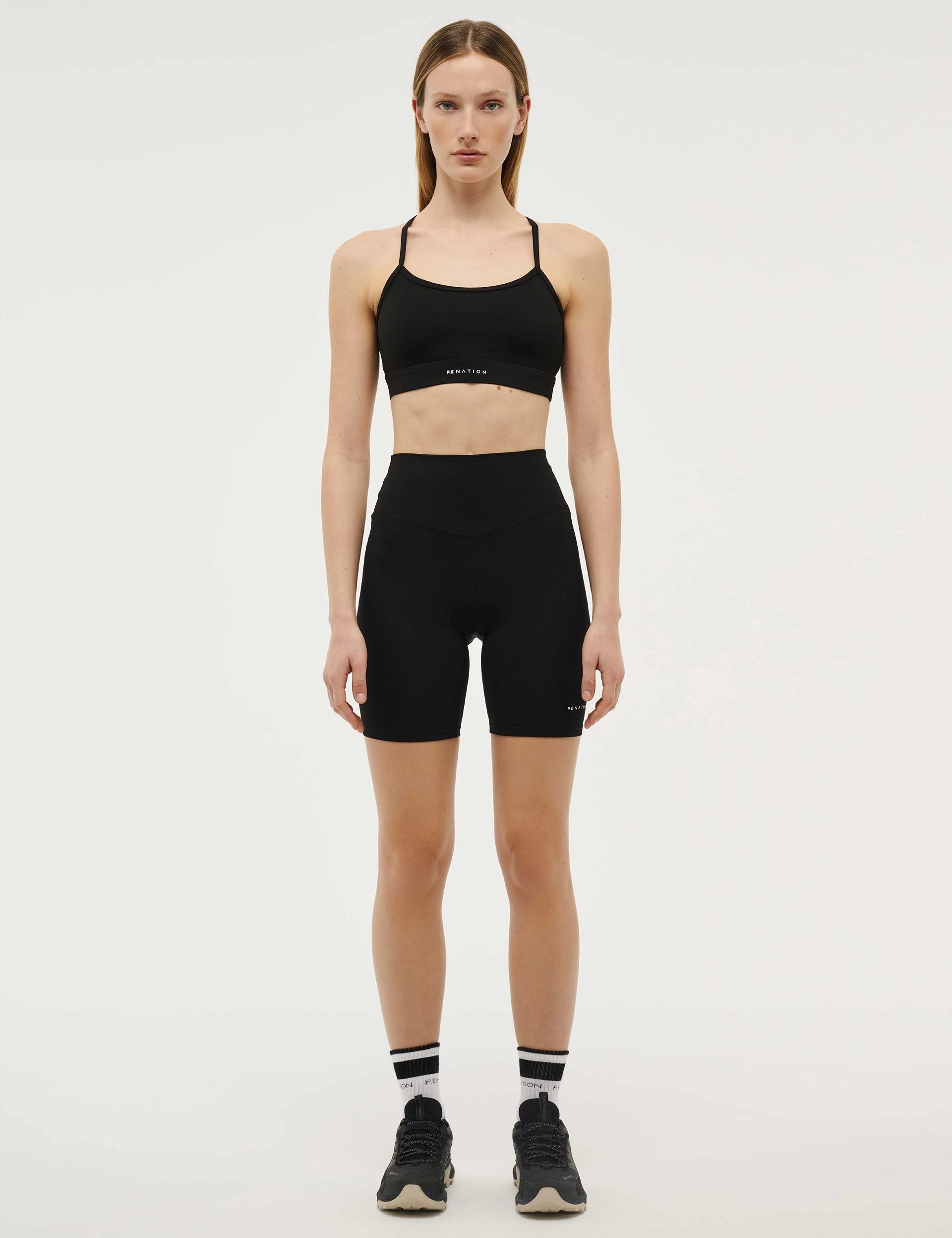 Signature Sports Bra - Black Solid Ribbed Cuffs