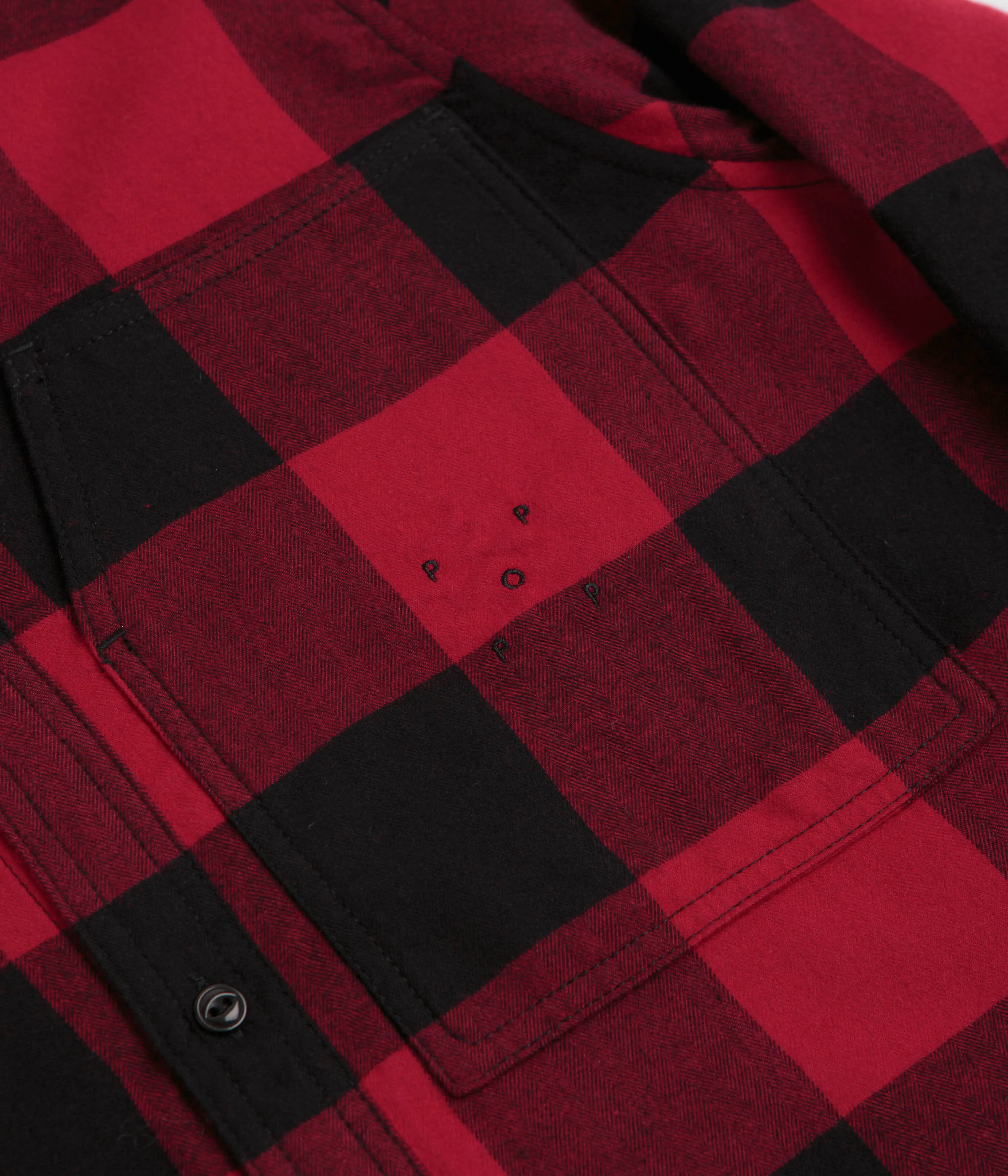 Subtle Print Formal Elegance Pop Trading Company Checked BD Shirt - Black / Red