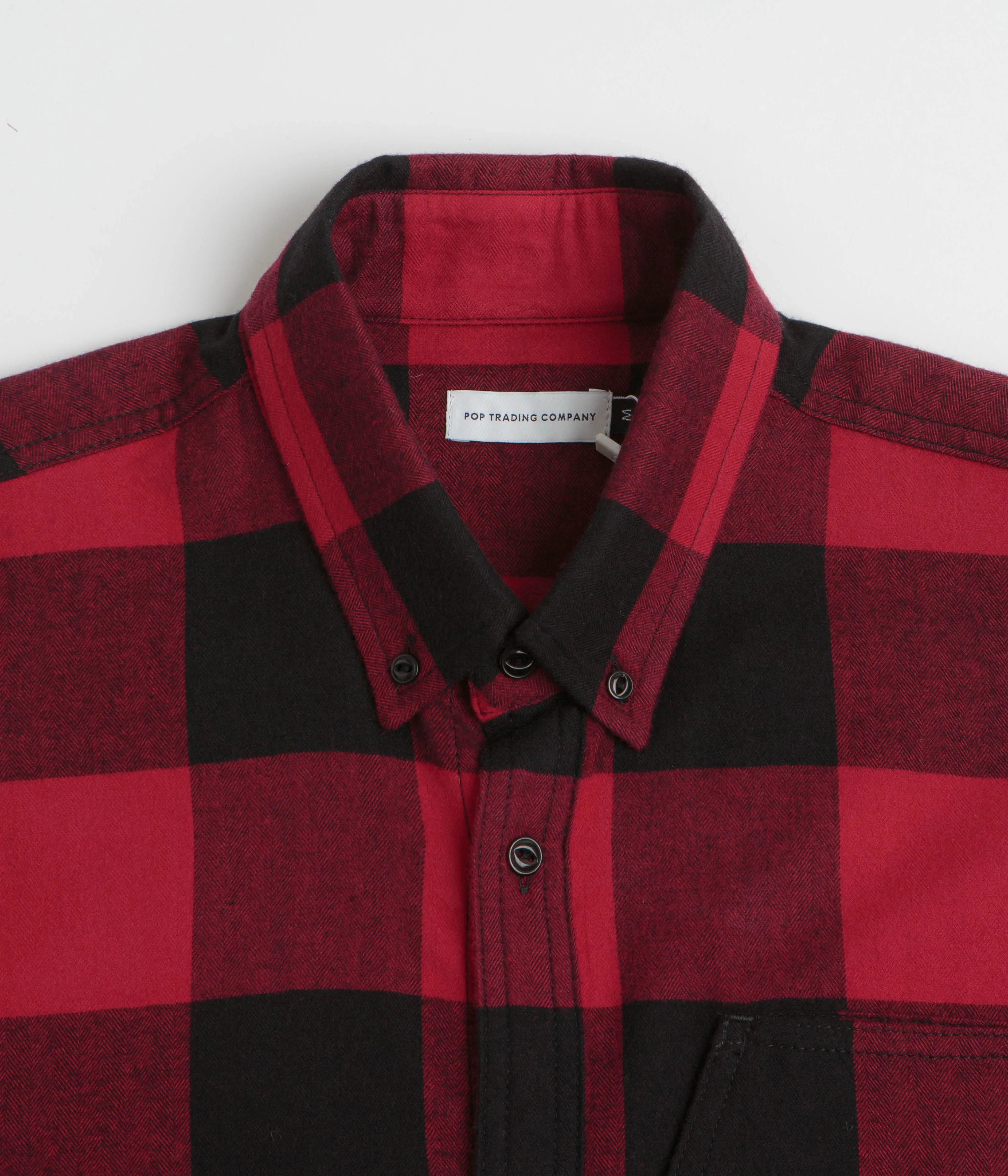 Pop Trading Company Checked BD Shirt - Black / Red Ombre look Tagless Labeling