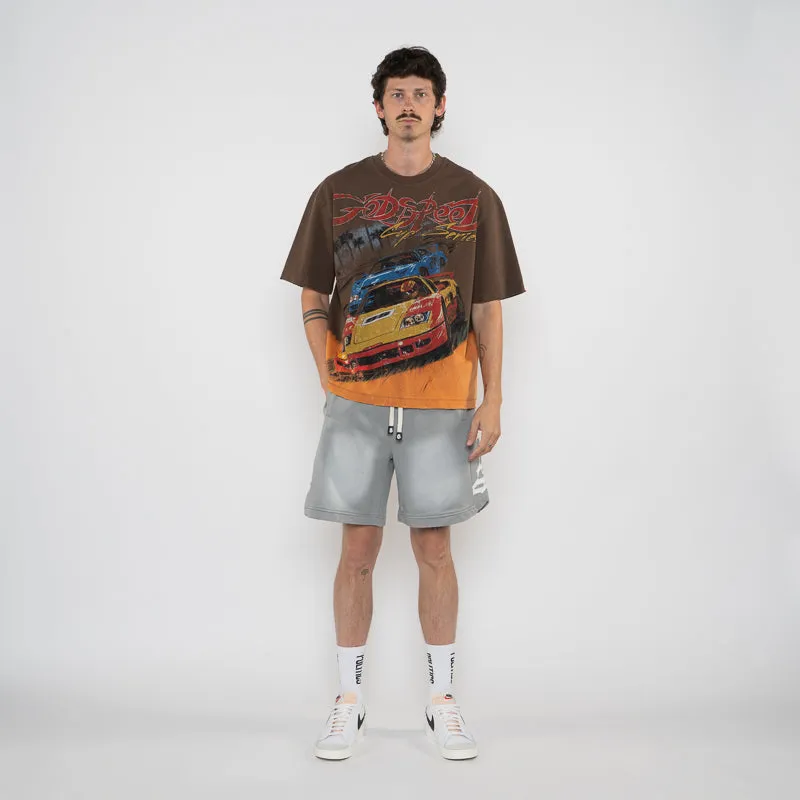 imported wide legs Godspeed New York F.T.W Tee - Brown Bleached Wash