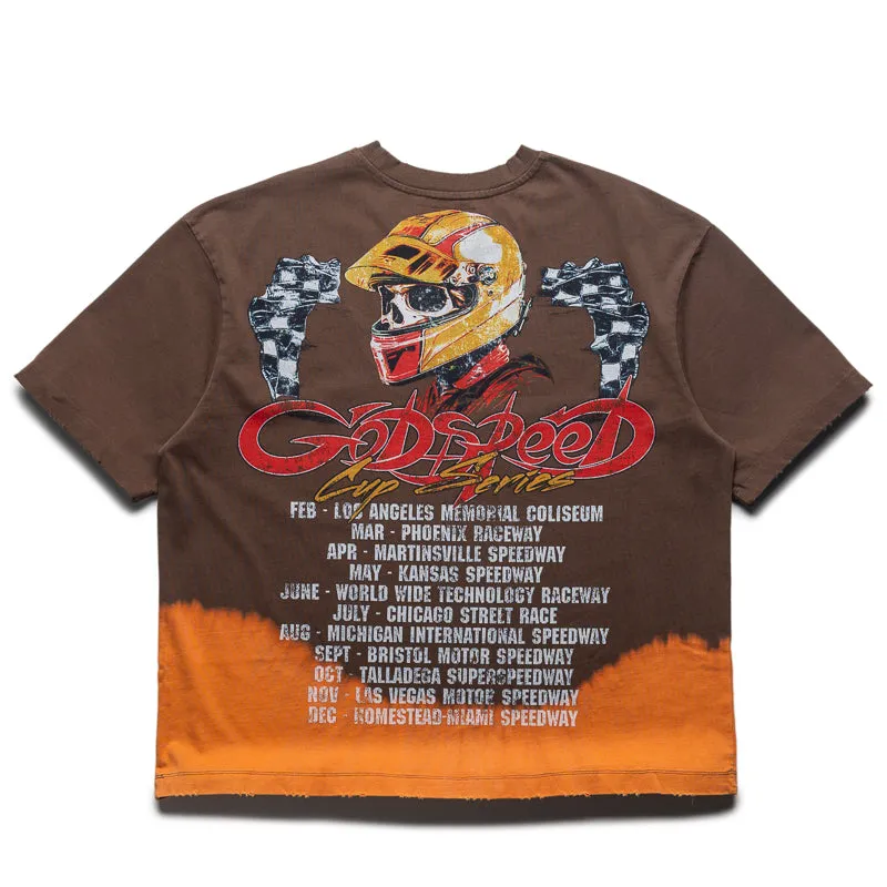 Godspeed New York F.T.W Tee - Brown Bleached Wash amusement park event Mountainous region