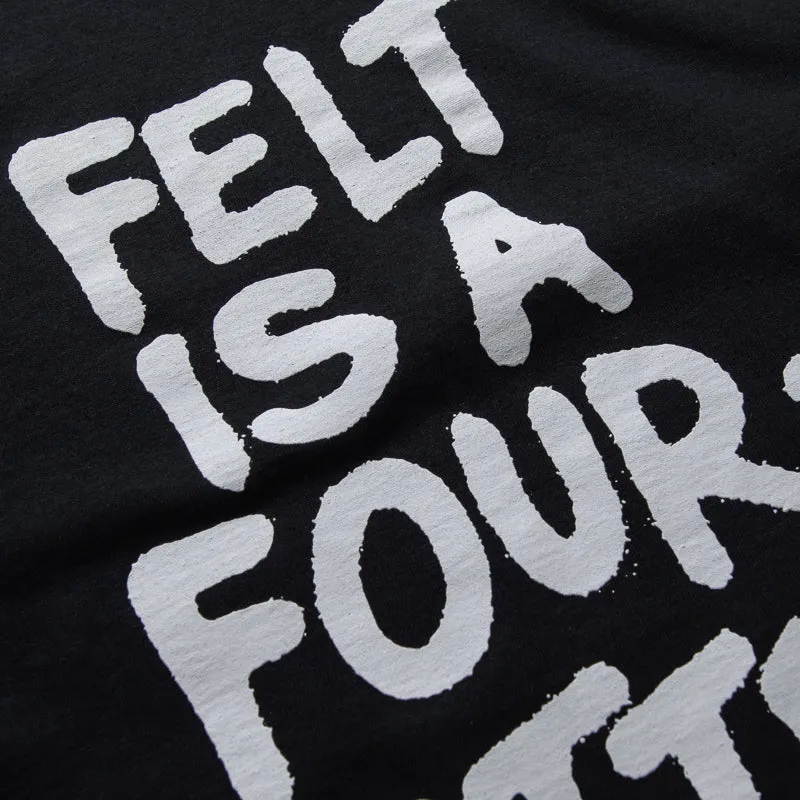 Three Thread Overlock Stitching bold hem Felt F Tee - Black