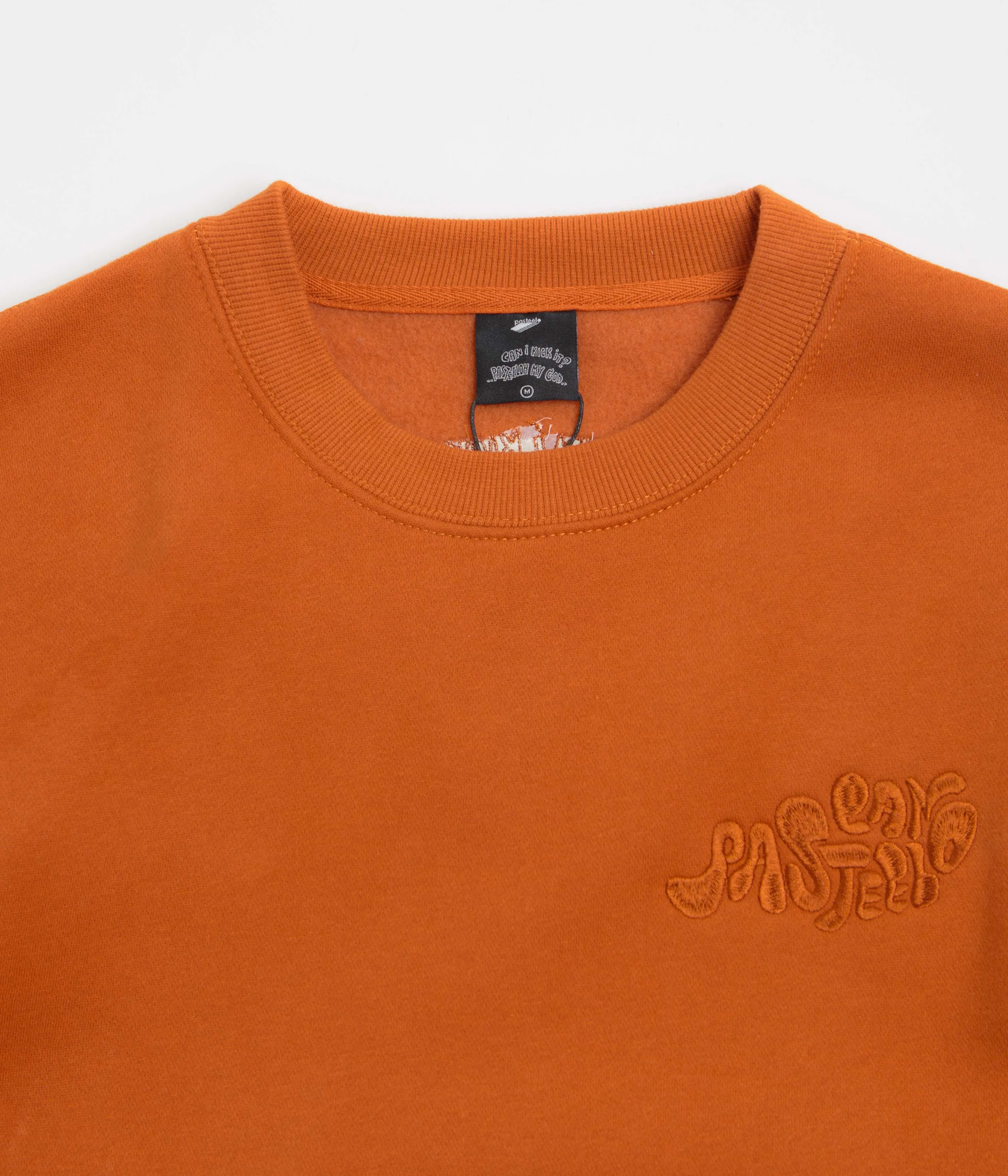 Pasteelo Can Embroidered Script Crewneck Sweatshirt - Rust Eco-friendly
