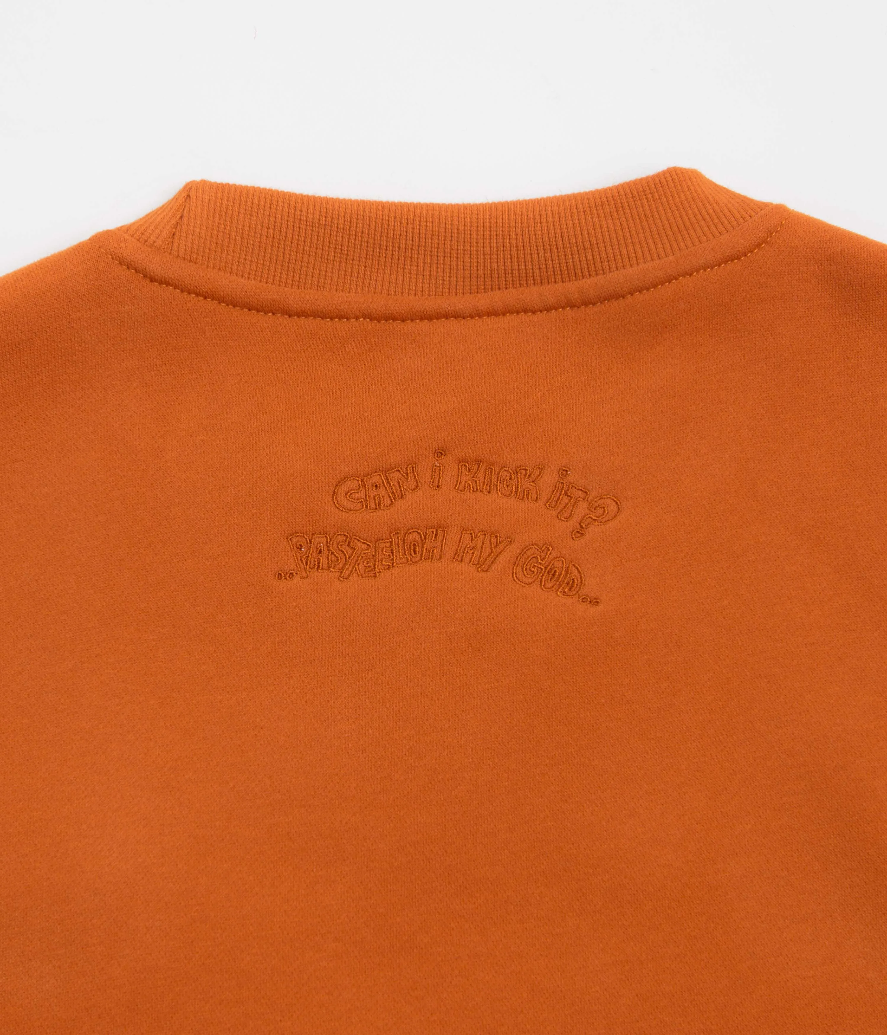 Sports Apparel foldable Pasteelo Can Embroidered Script Crewneck Sweatshirt - Rust