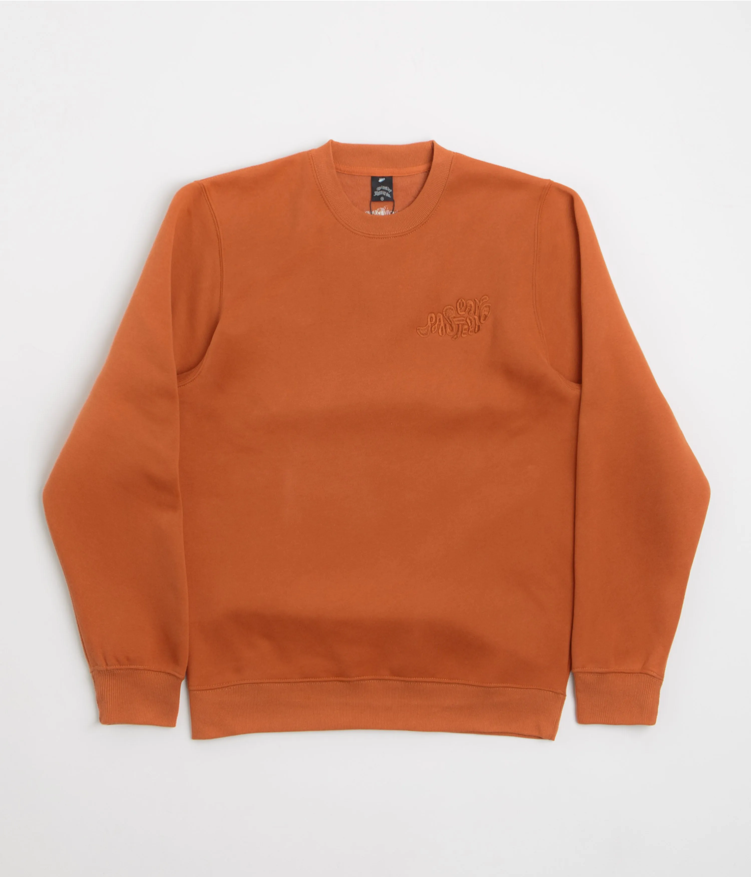 product review Pasteelo Can Embroidered Script Crewneck Sweatshirt - Rust