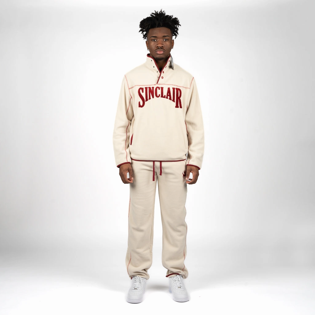 Flex Fabric With Recovery Layered Panel Ventilation Sinclair Presidential Polar Fleece Sweatpants - Cream