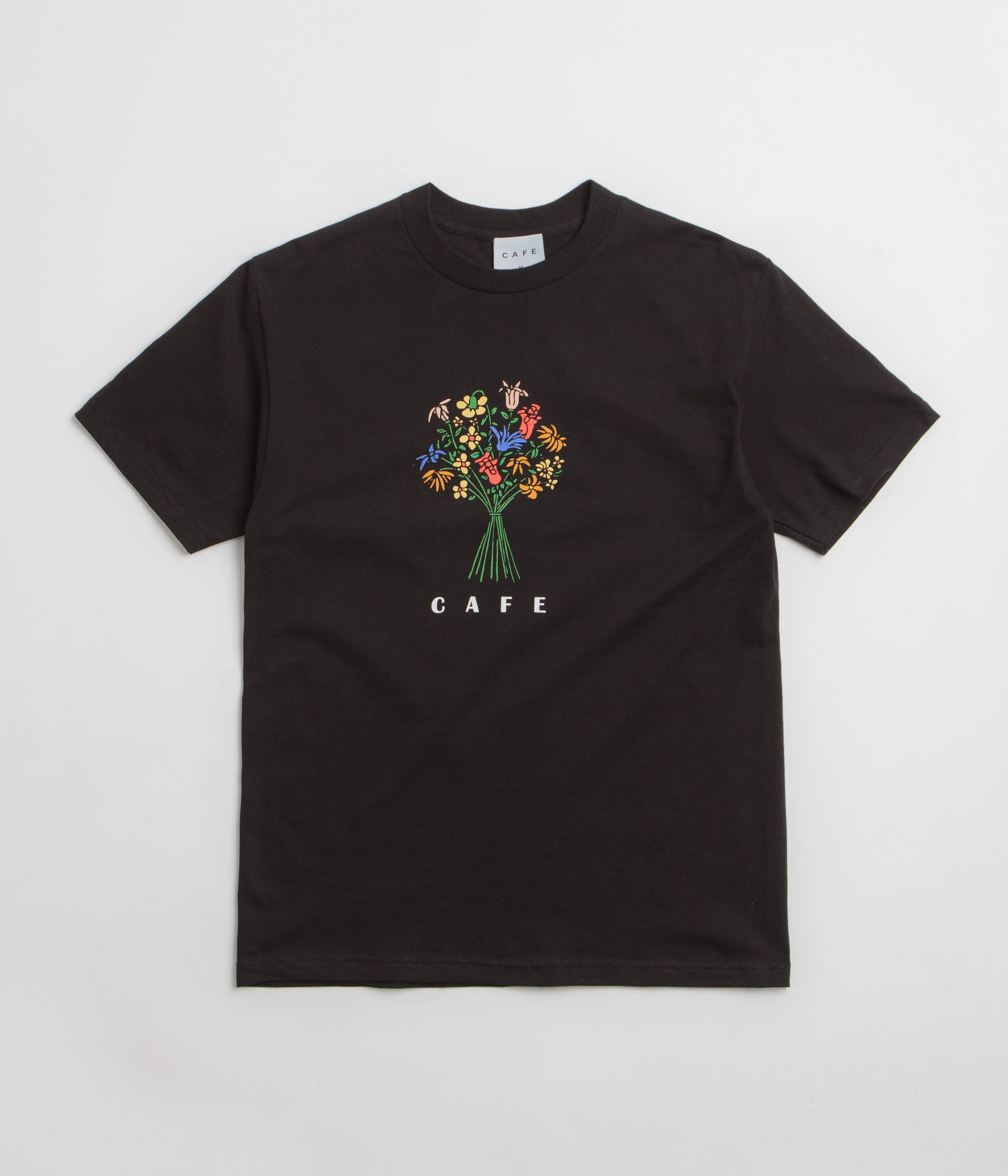 badminton venue standalone piece Skateboard Cafe Bouquet T-Shirt - Black