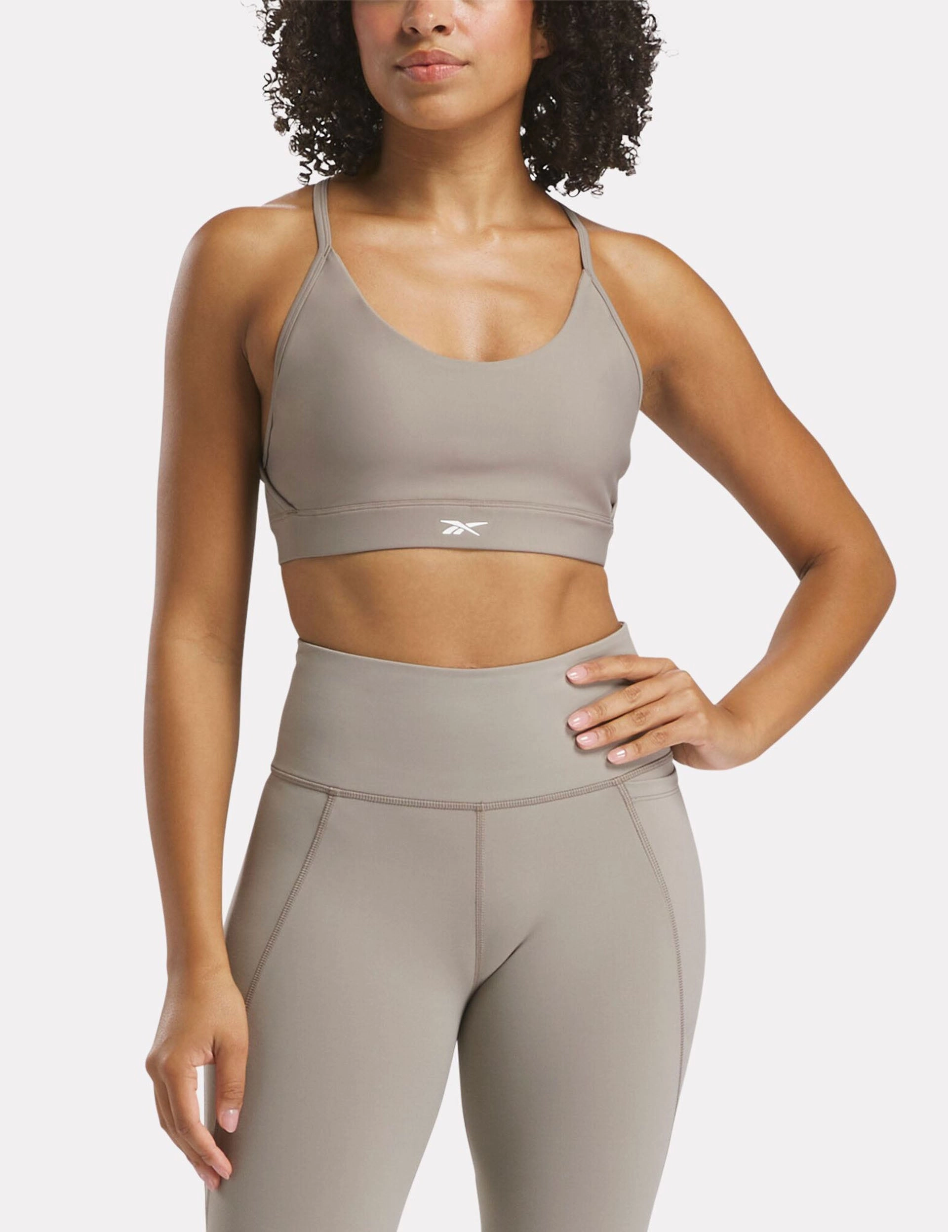 Zigzag stitching Flatlock stitching seams Lux Strappy Sports Bra - Gritty Grey