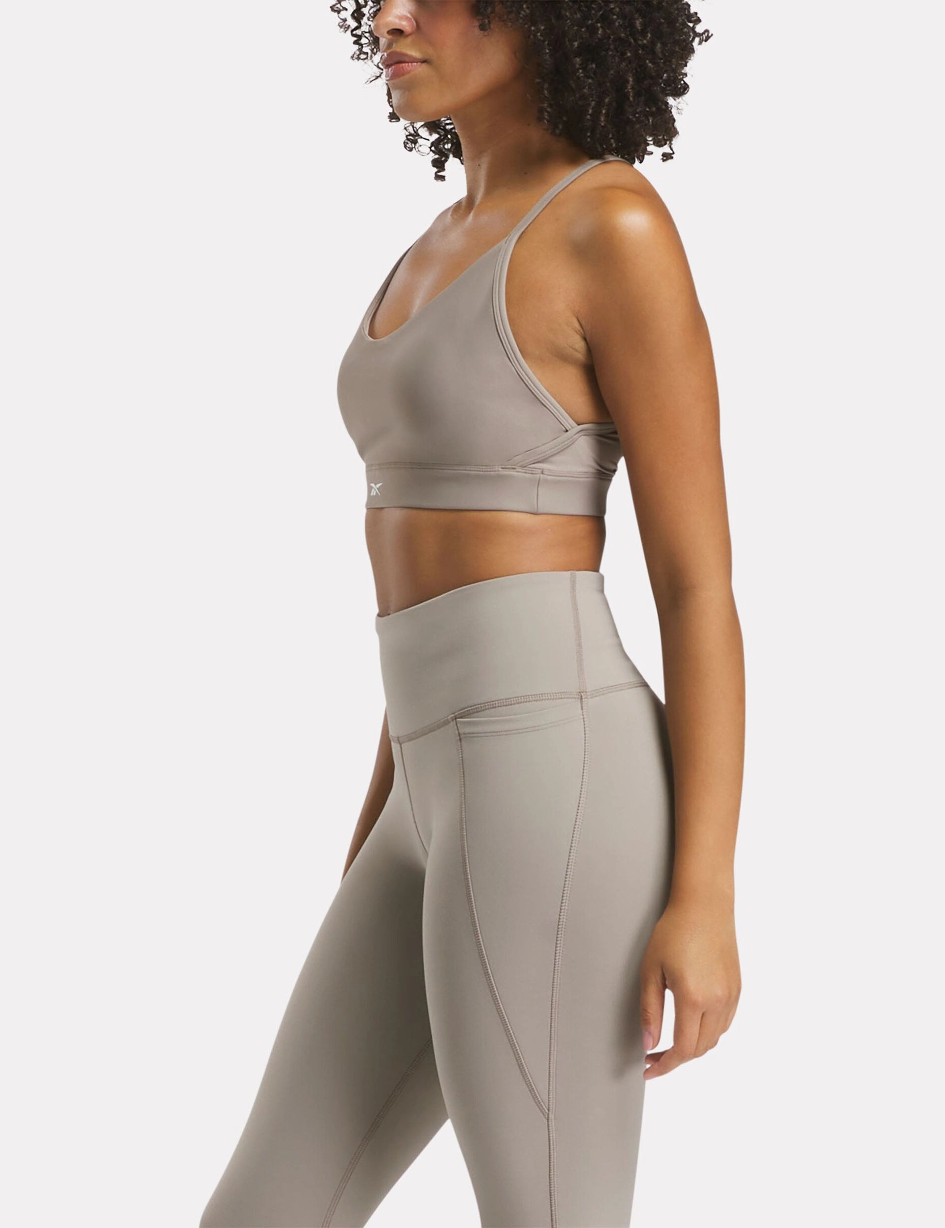 Lux Strappy Sports Bra - Gritty Grey Flatlock stitching seams Interlock Stitching