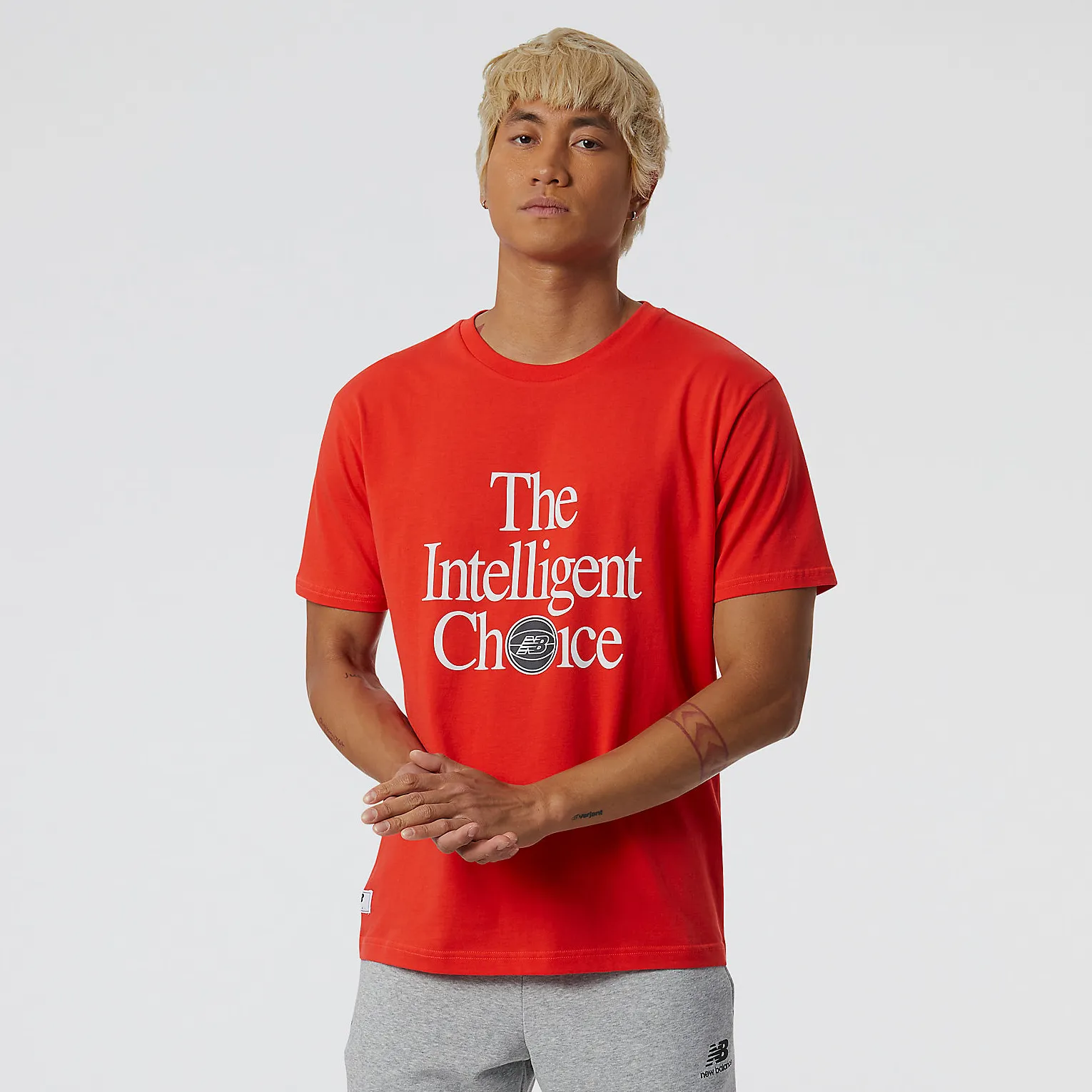 WrinkleResistantClothing Sport Glow NB Hoops Essential Tee - ENERGY RED